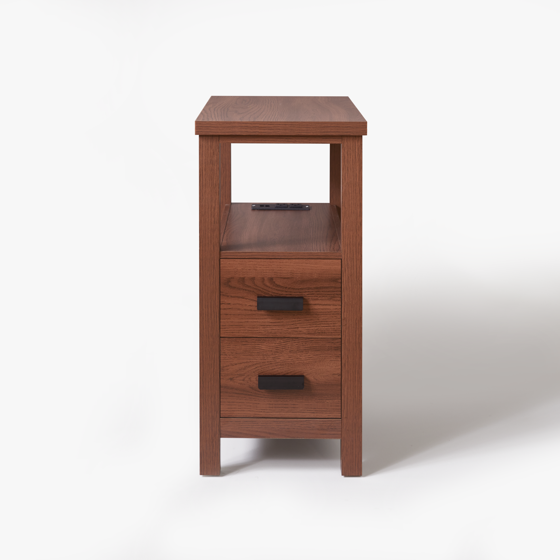 Branford walnut end table showing front view isolated on white background