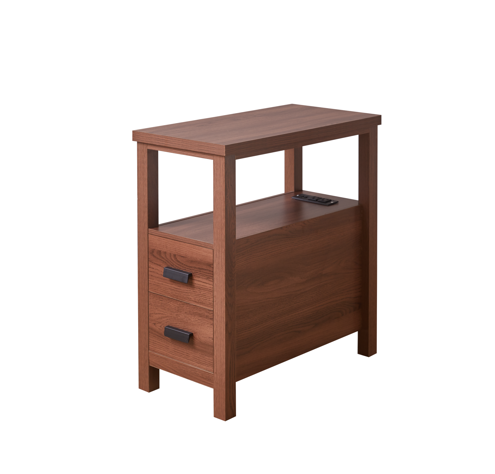 Branford walnut end table showing front view isolated on white background