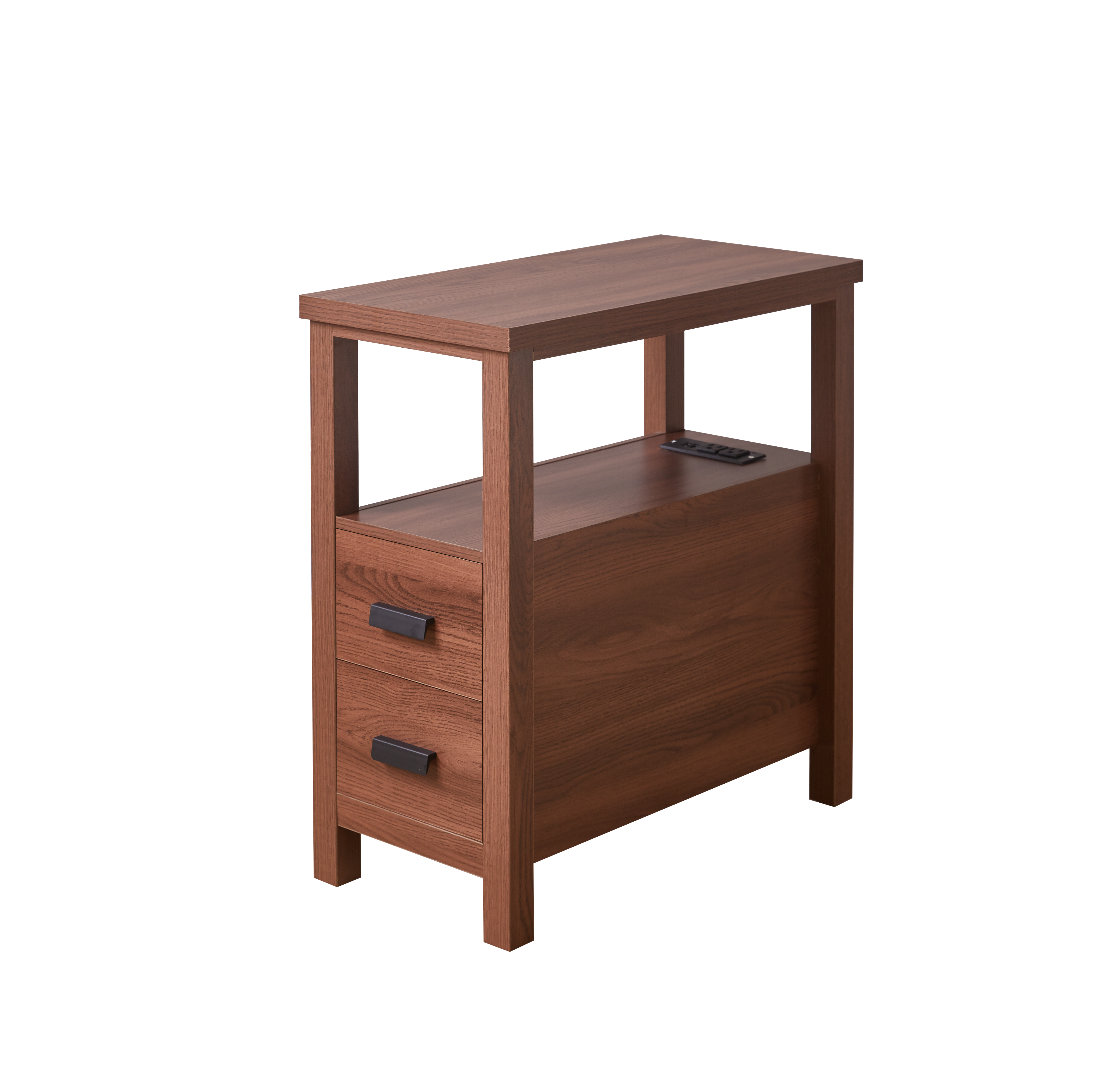Branford walnut end table showing front view isolated on white background