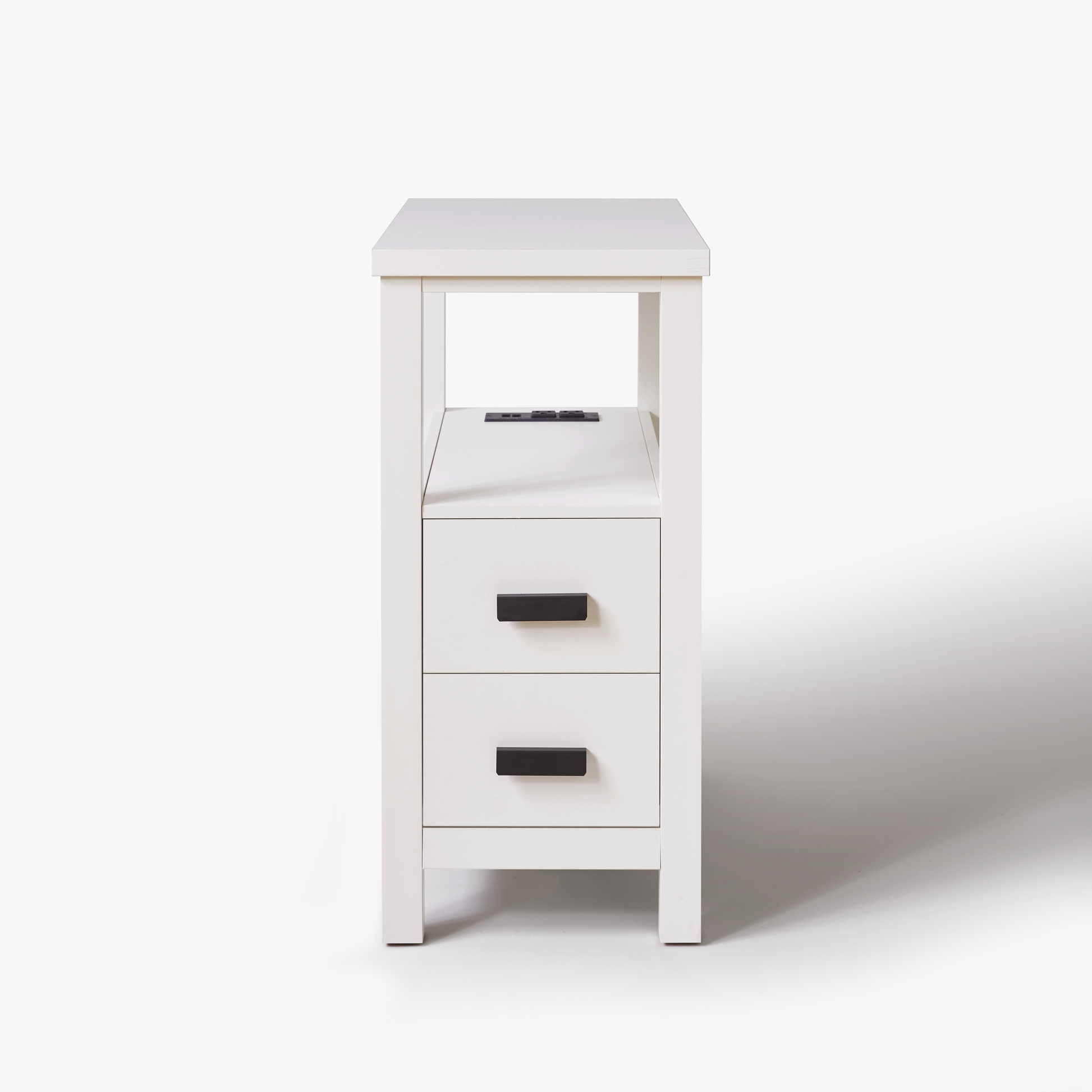 Branford white end table showing front view isolated on white background