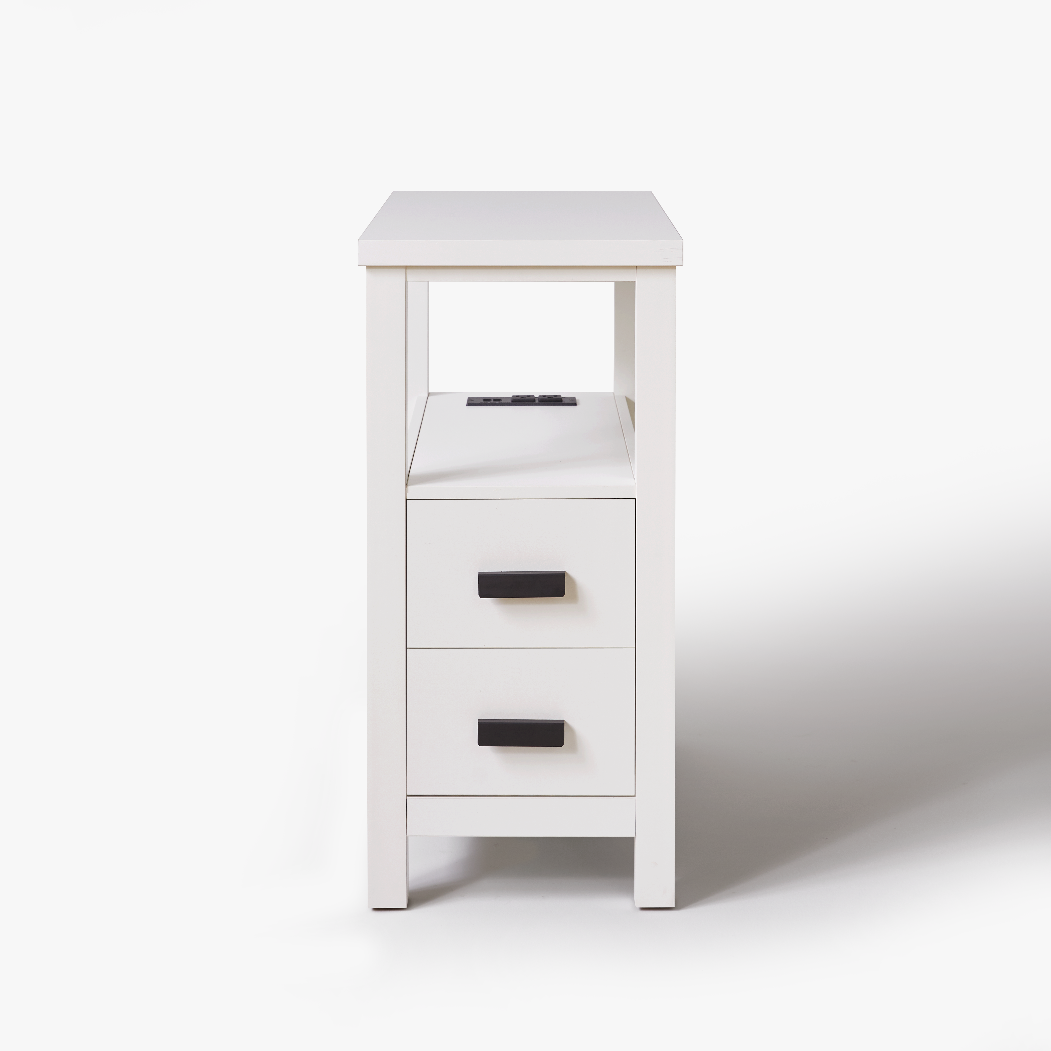Branford white end table showing front view isolated on white background