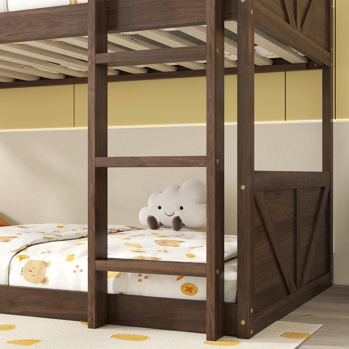 Brinor walnut bunk bed showing ladder