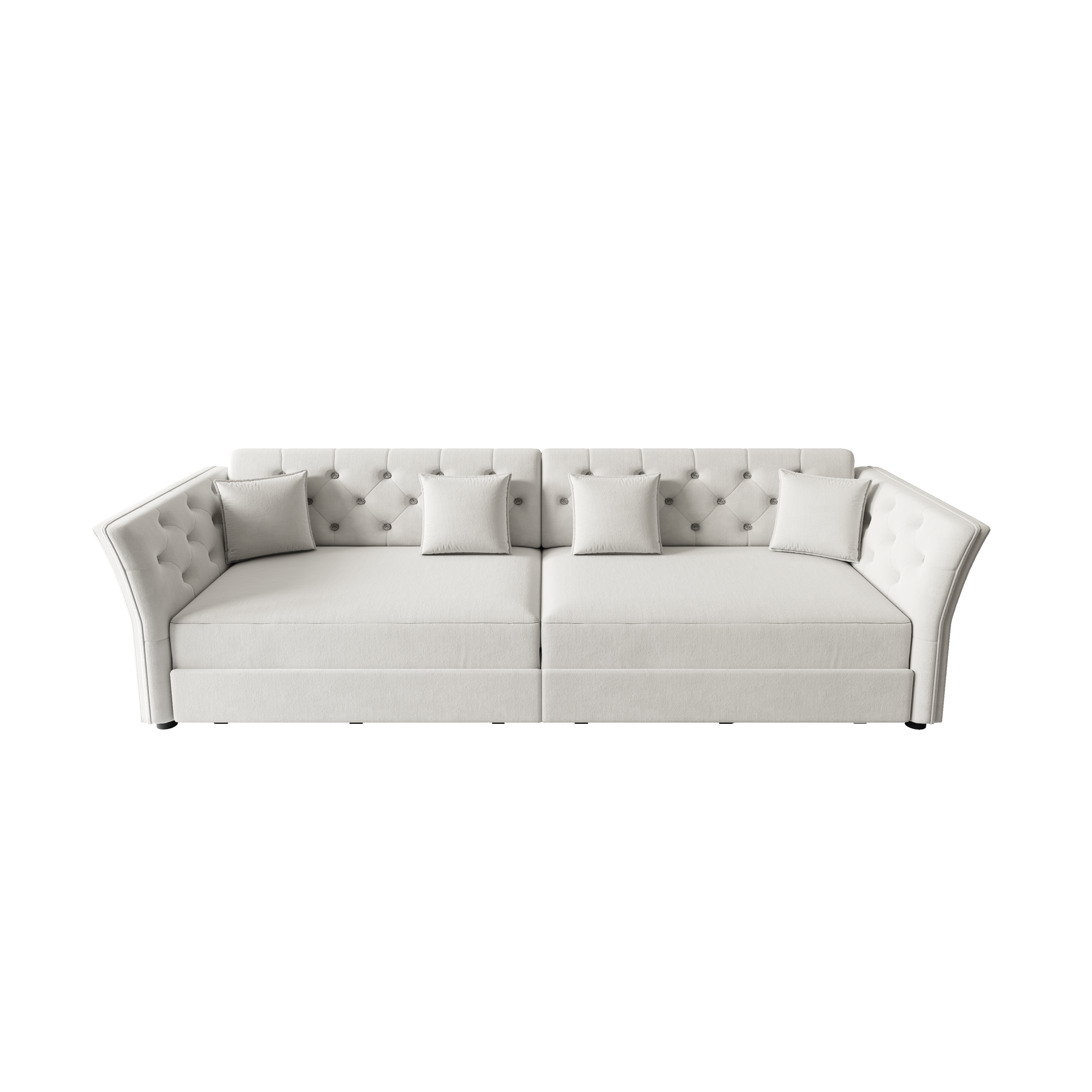 Brockton light gray velvet oversize pull-out sleeper sofa bed showing front view isolated on white background