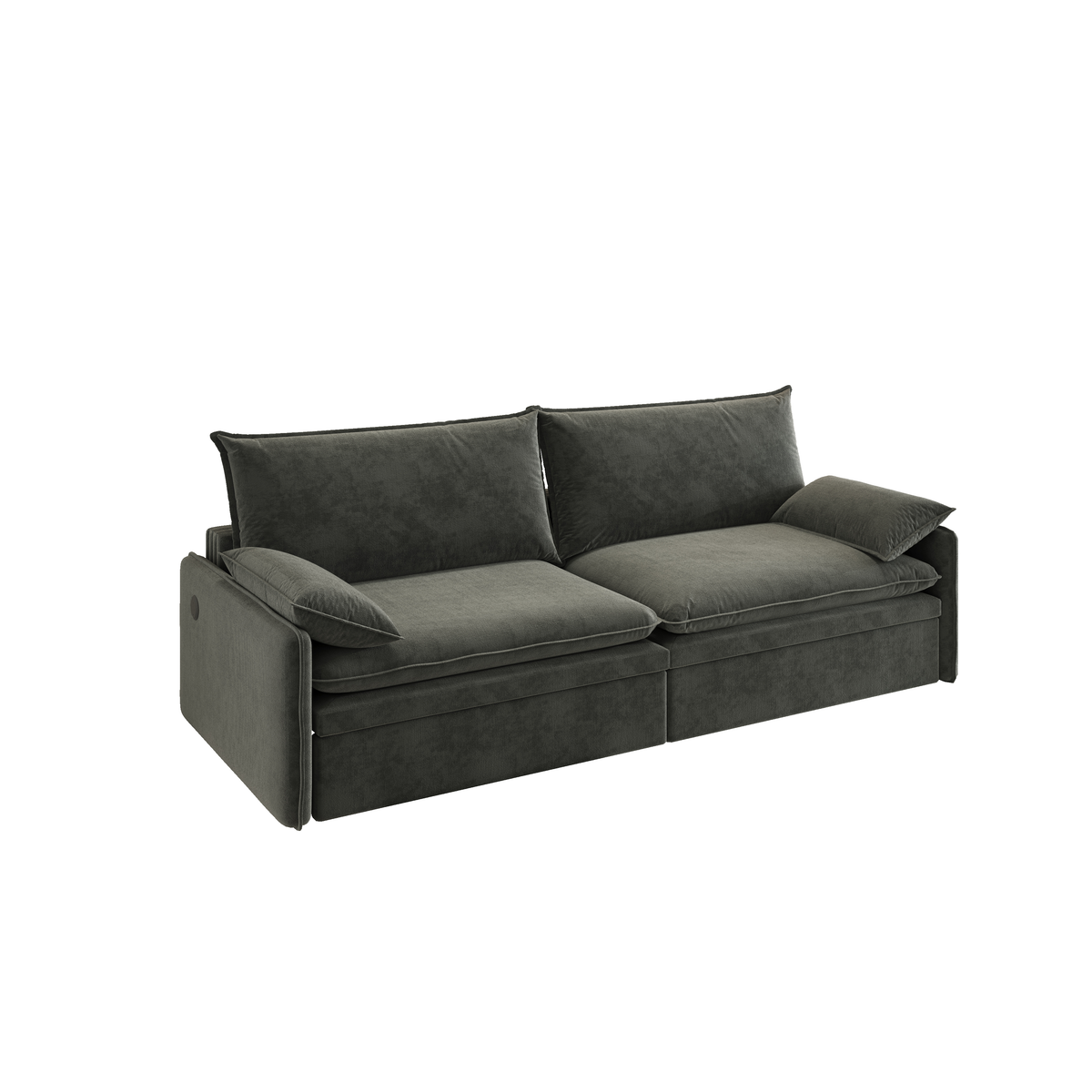 Burbank dark gray sleeper sofa showing sofa configuration with plush back cushions