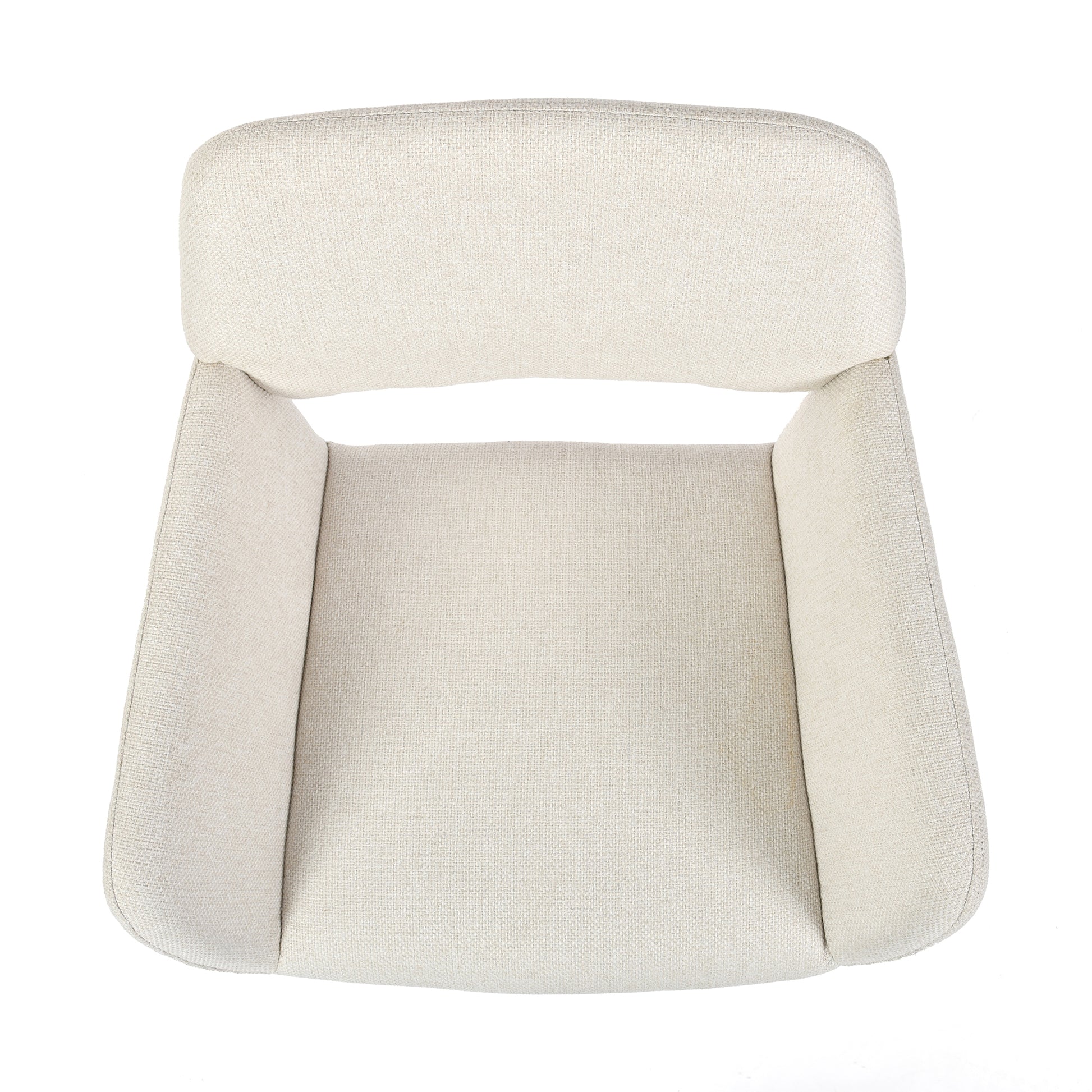 California beige swivel dining chair showing fabric texture detail