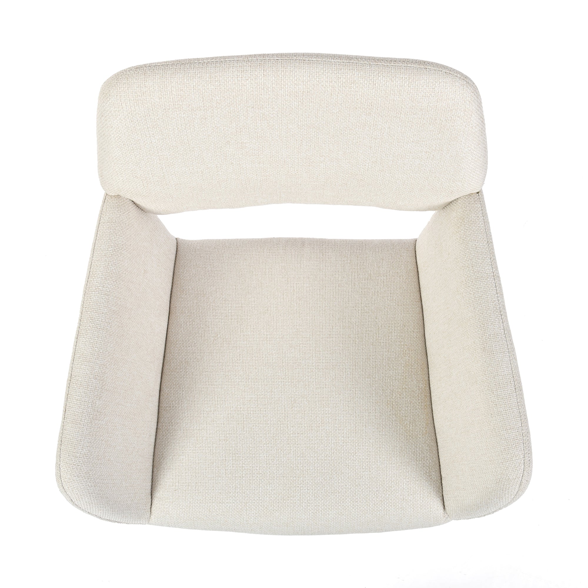 California beige swivel dining chair showing fabric texture detail