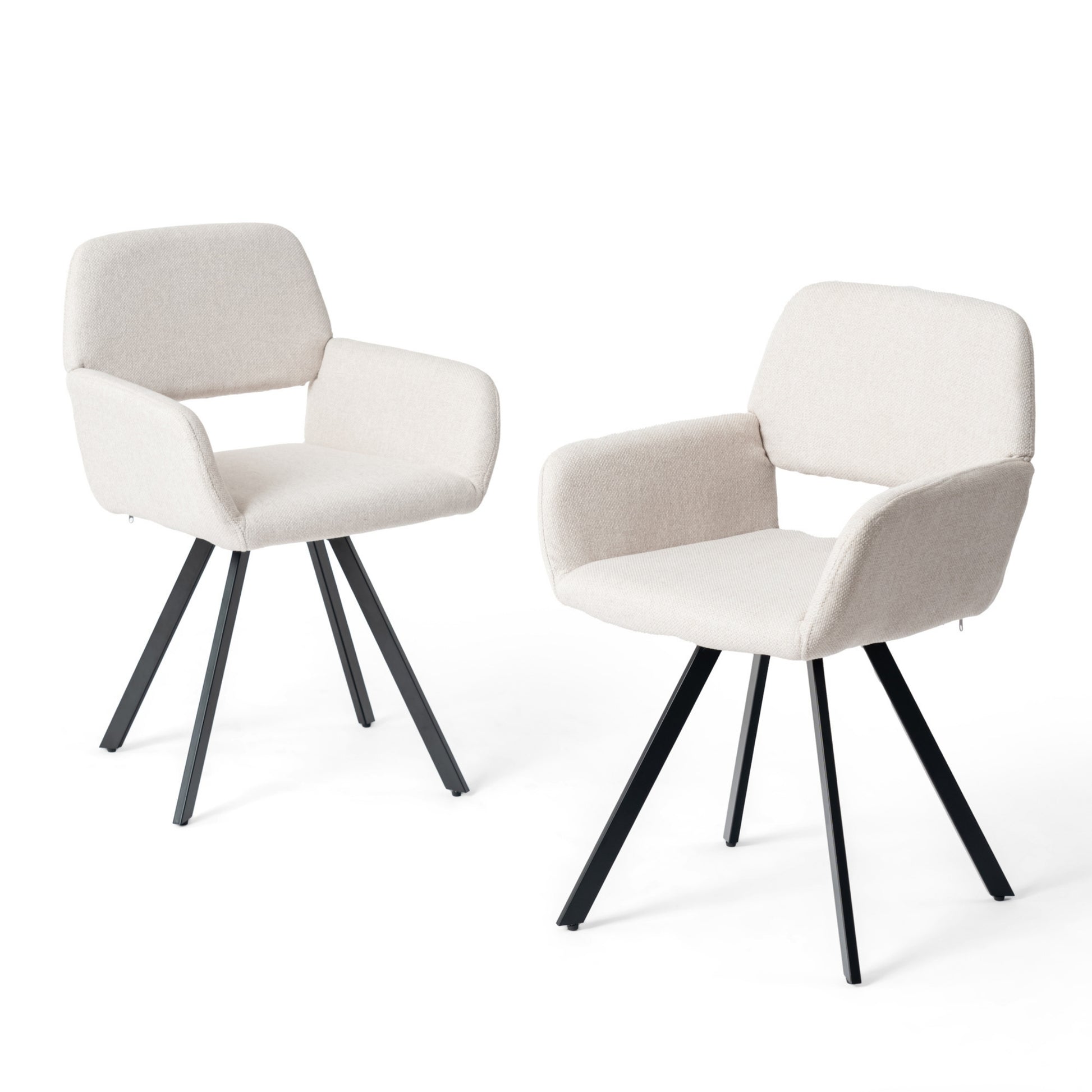California beige swivel dining chairs set of 2 on white background