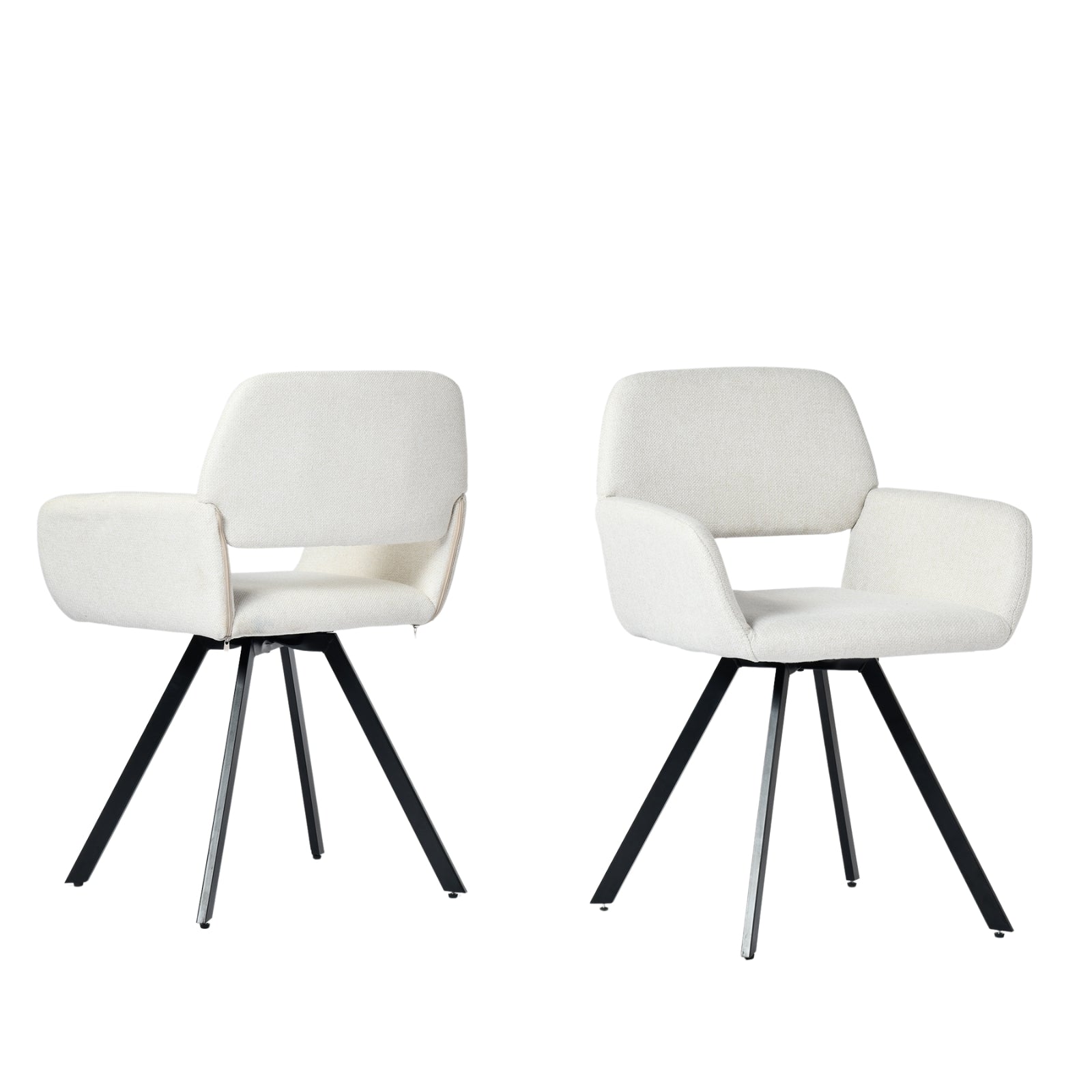 California beige swivel dining chairs set of 2 showing alternate angle on white background