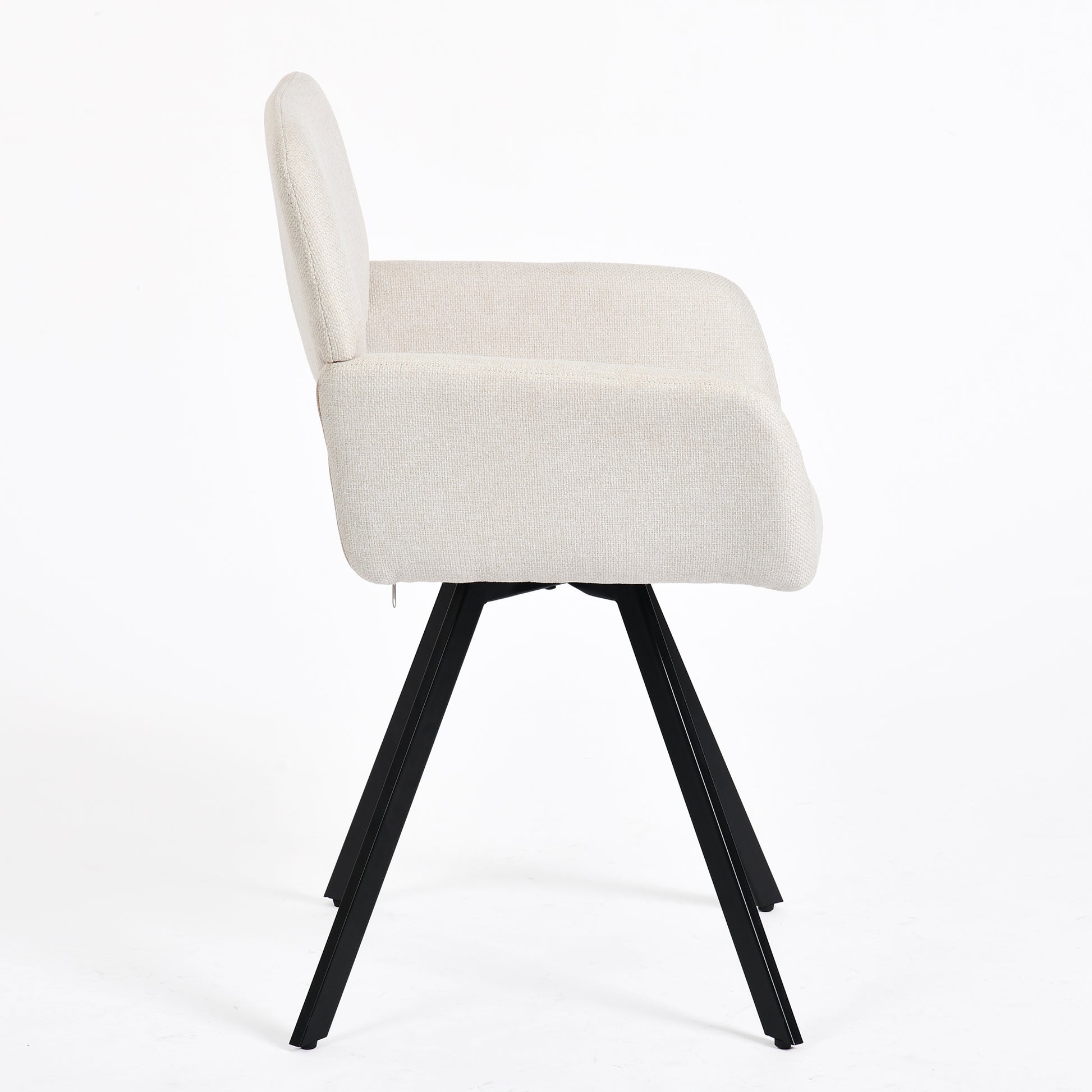California beige swivel dining chair angled view on white background
