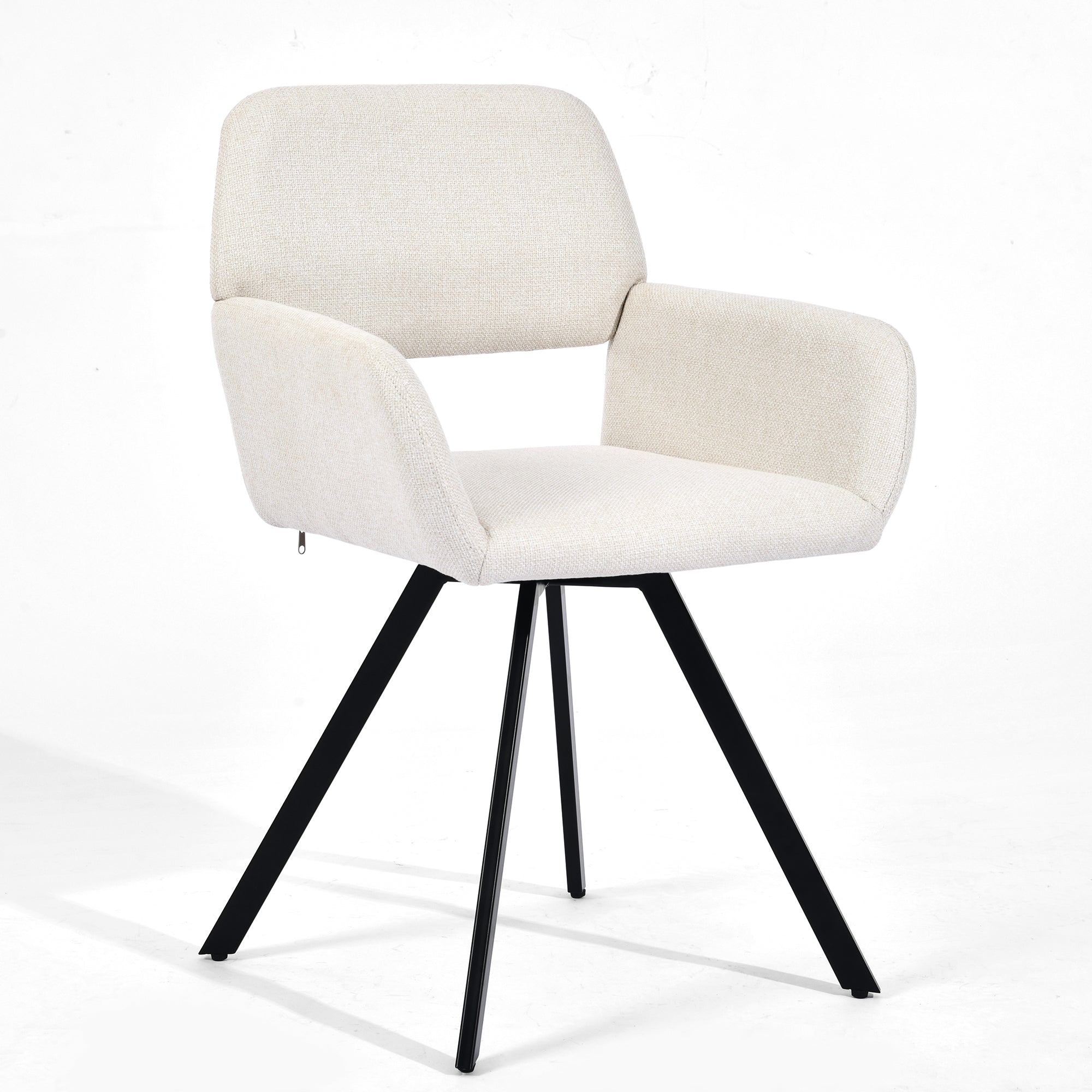 California beige swivel dining chair back view on white background