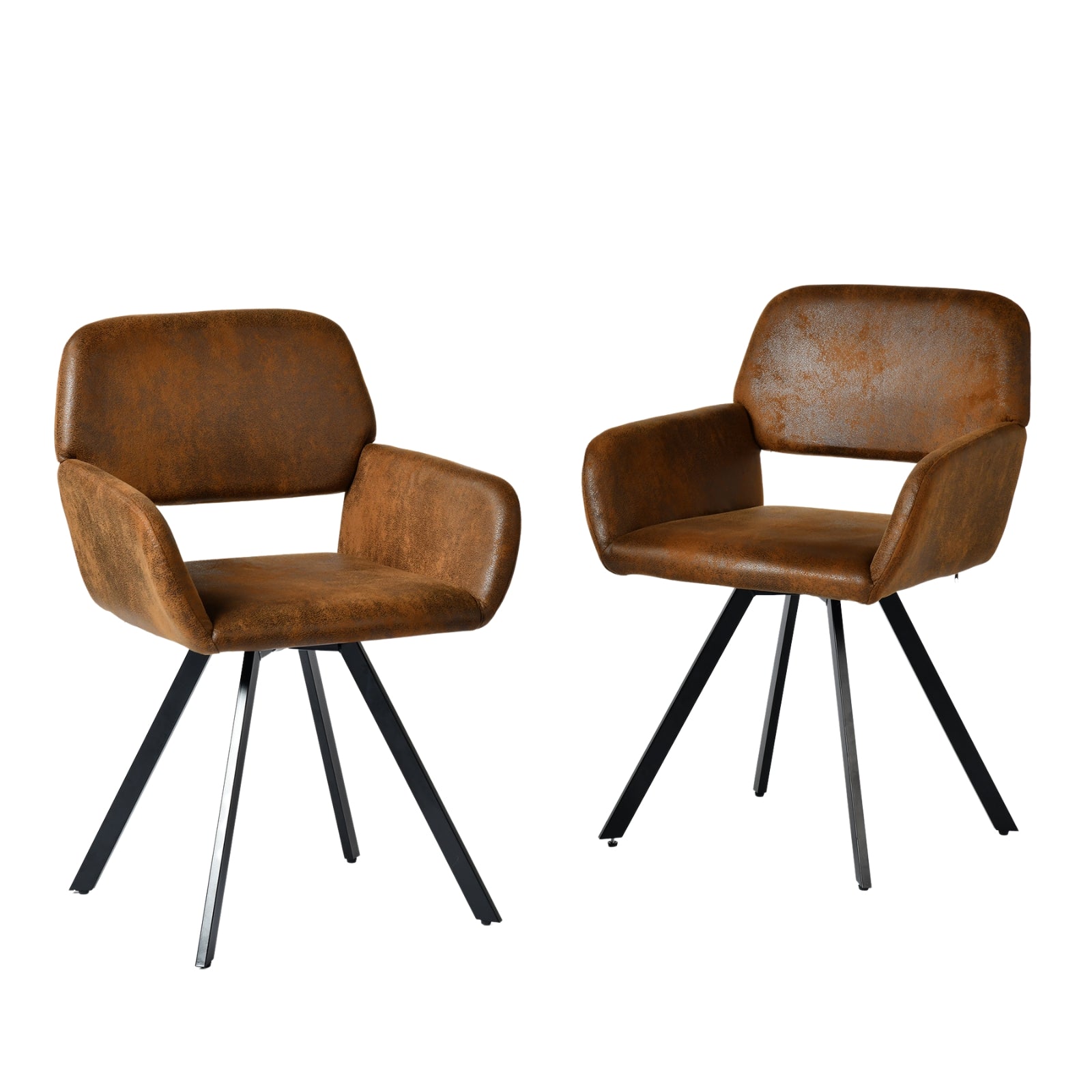 California suede brown swivel dining chairs set of 2 on white background