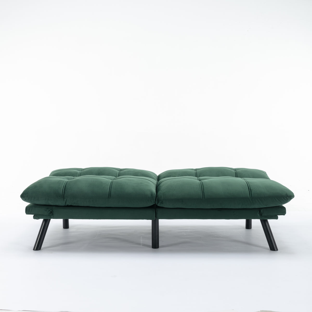 Carmel green convertible futon sofa bed front view on white background