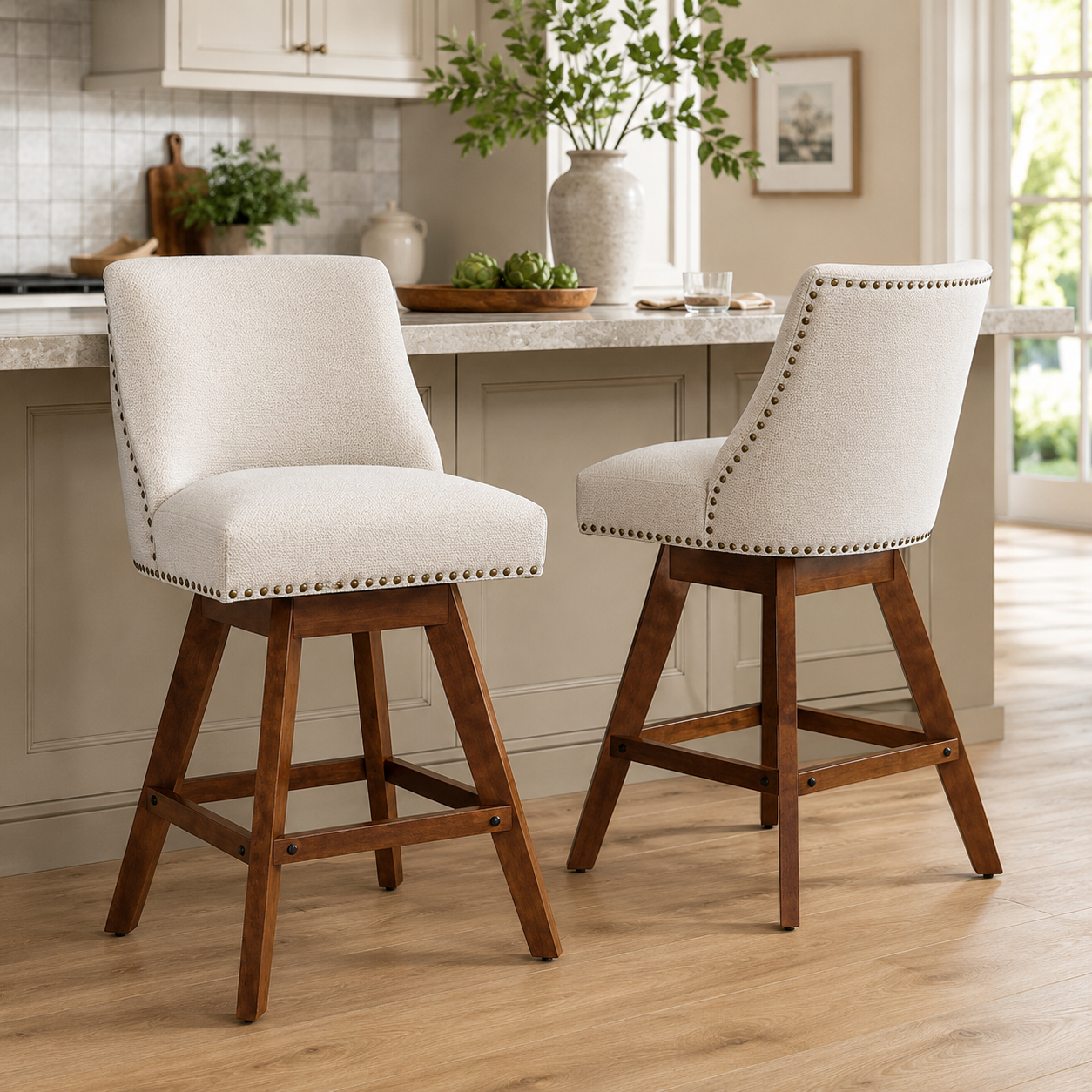 Chablis 26" Swivel Counter Height Upholstered Bar Stools Set of 2