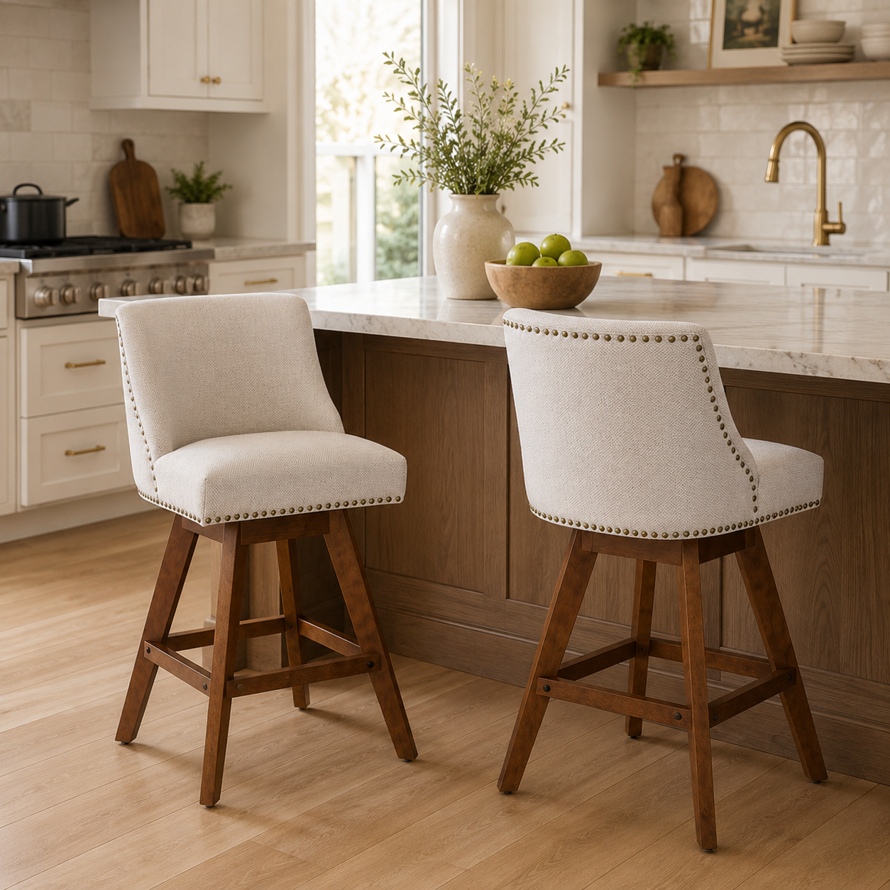 Chablis 26" Swivel Counter Height Upholstered Bar Stools Set of 2