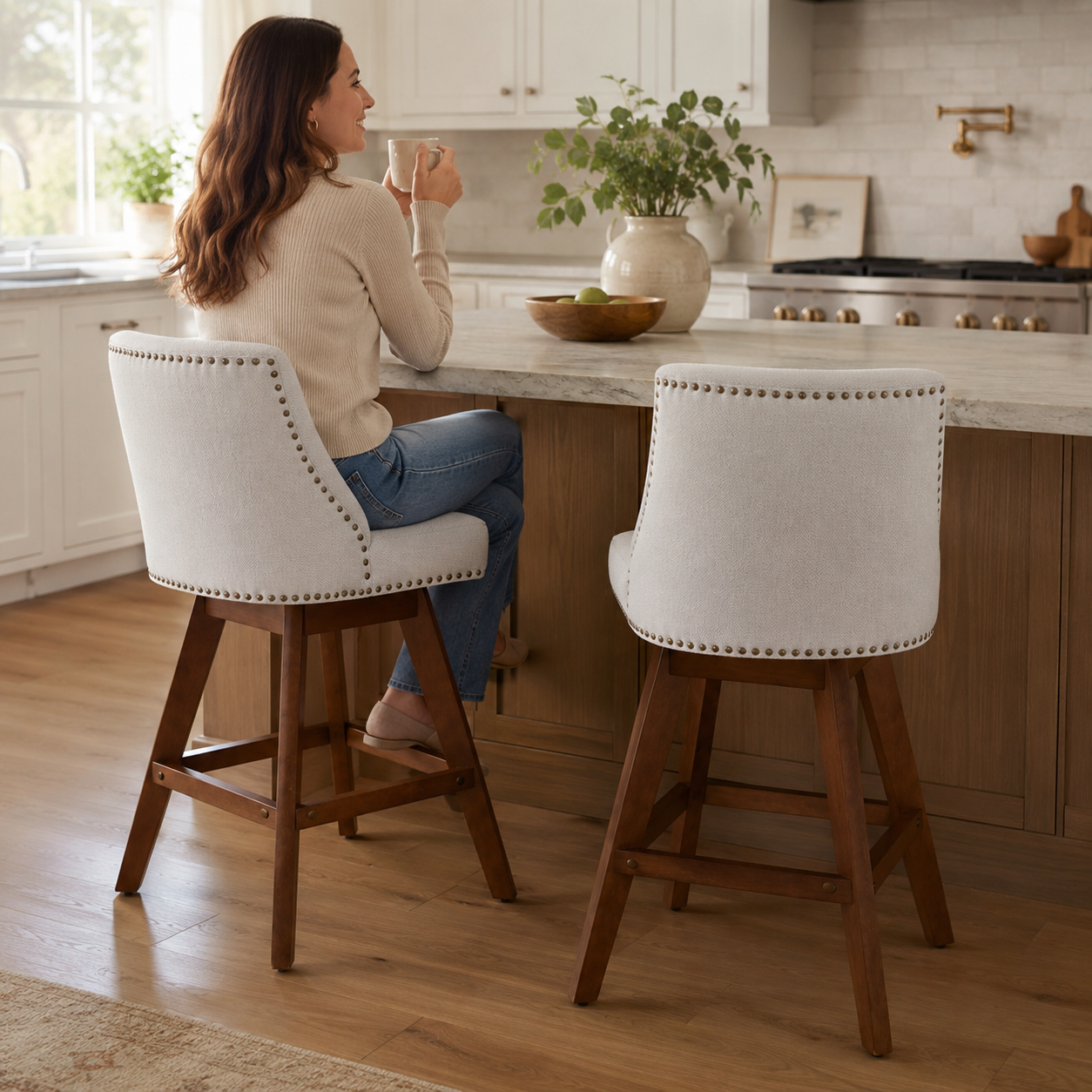 Chablis 26" Swivel Counter Height Upholstered Bar Stools Set of 2