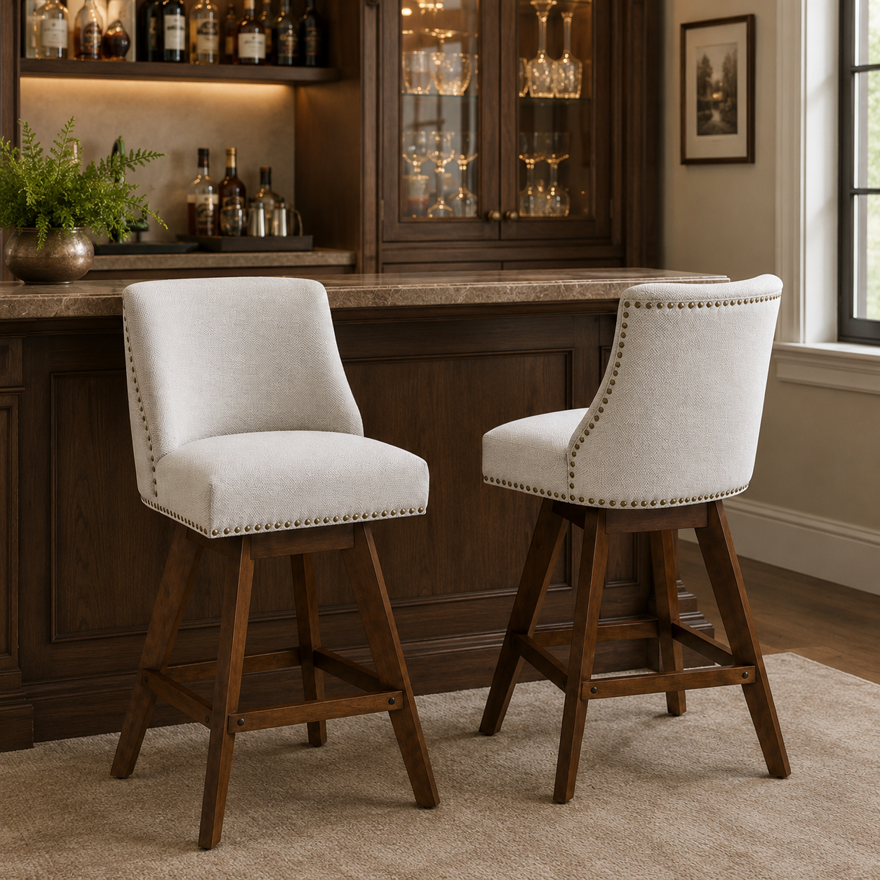 Chablis 26" Swivel Counter Height Upholstered Bar Stools Set of 2