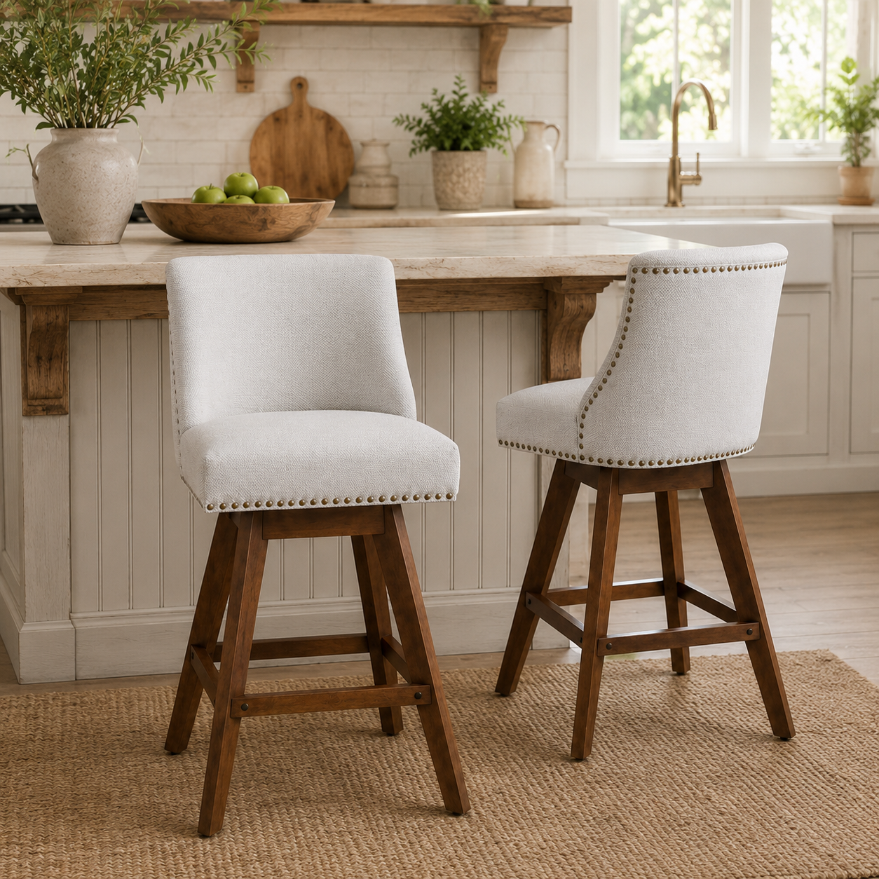 Chablis 26" Swivel Counter Height Upholstered Bar Stools Set of 2