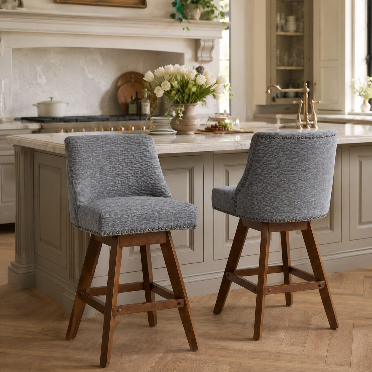 Chablis 26" Swivel Counter Height Upholstered Bar Stools Set of 2