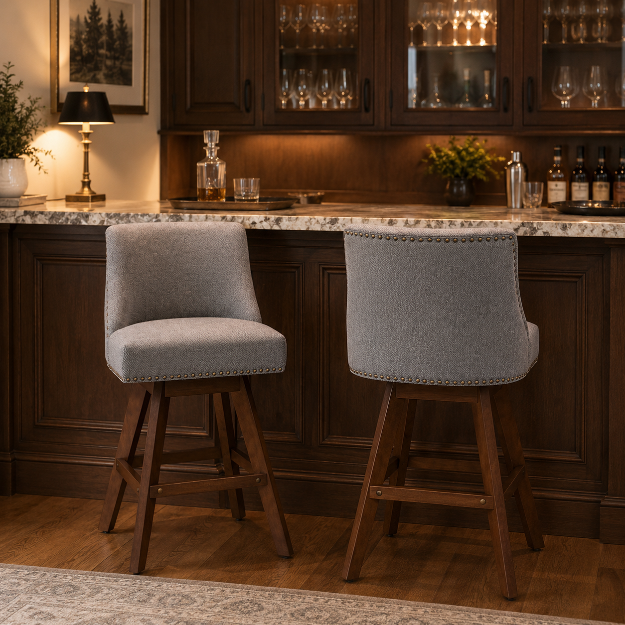 Chablis 26" Swivel Counter Height Upholstered Bar Stools Set of 2