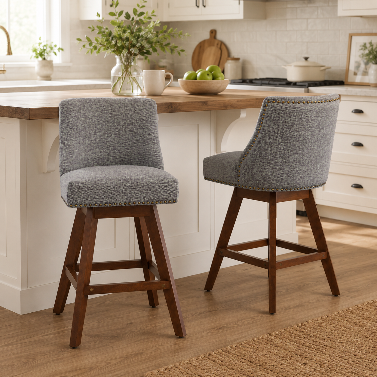 Chablis 26" Swivel Counter Height Upholstered Bar Stools Set of 2
