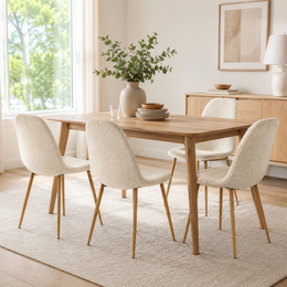 Charlton Fleece Shell Dining Chairs with Wood-Tone Legs Set of 4