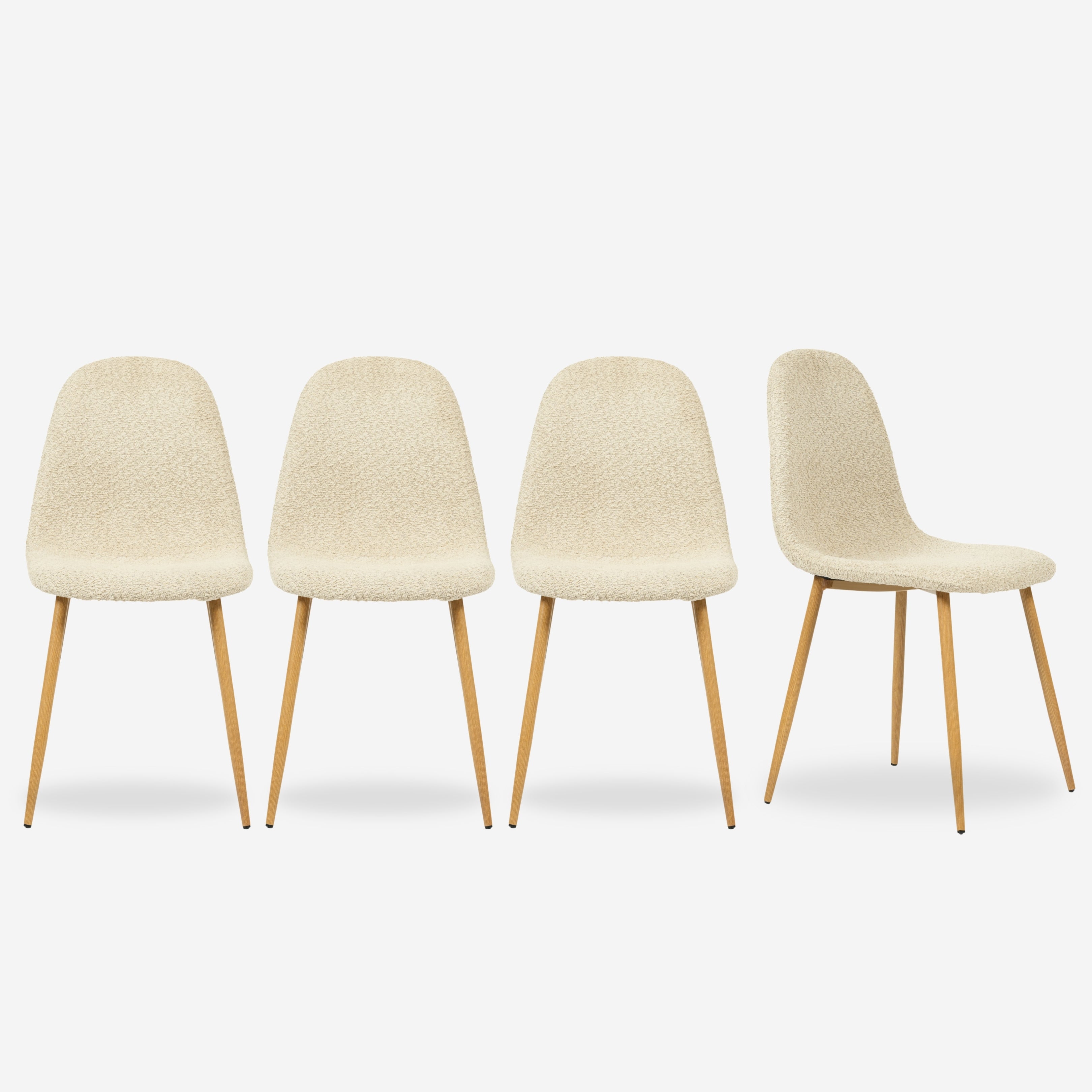 Charlton beige fleece shell dining chairs set of 4 on white background