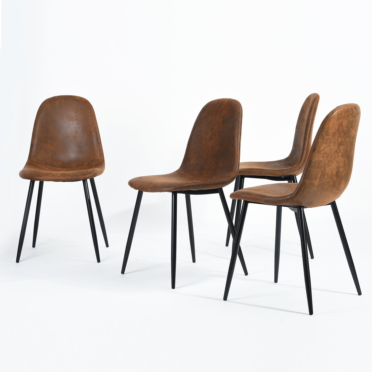 Charlton suede brown dining chairs set of 4 on white background