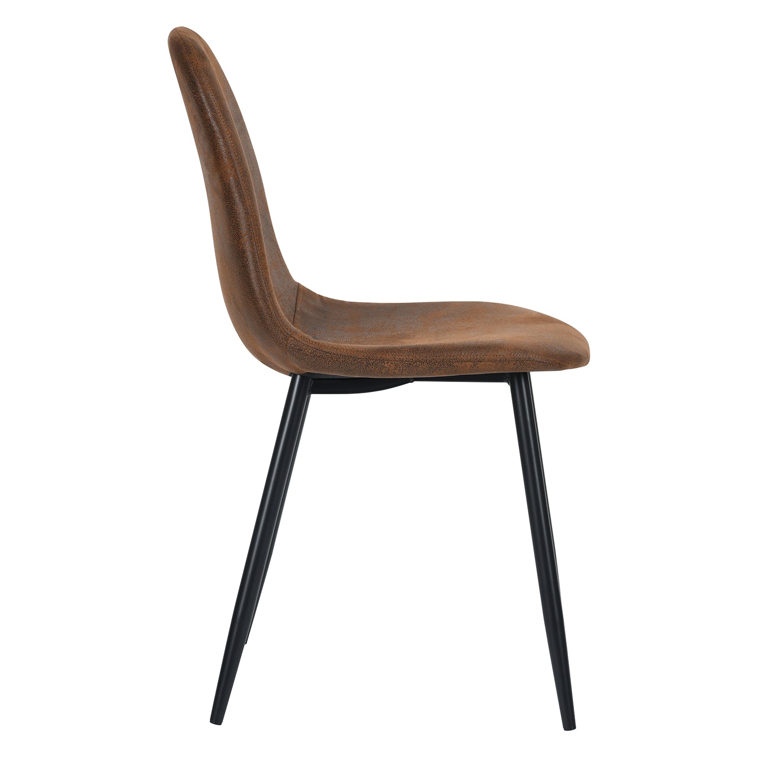 Charlton suede brown dining chair side view on white background