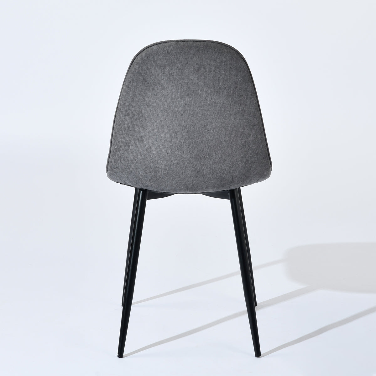 Charlton grey terry fabric shell dining chair angled rear view on white background