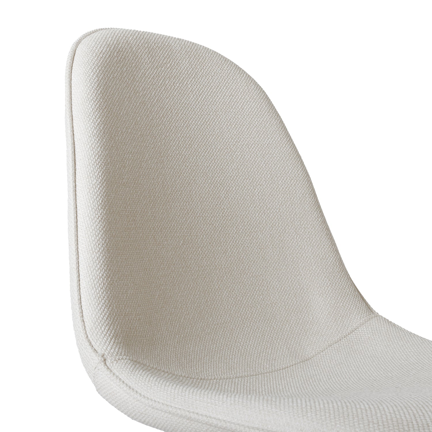 Charlton beige tweed dining chair showing curved shell back detail