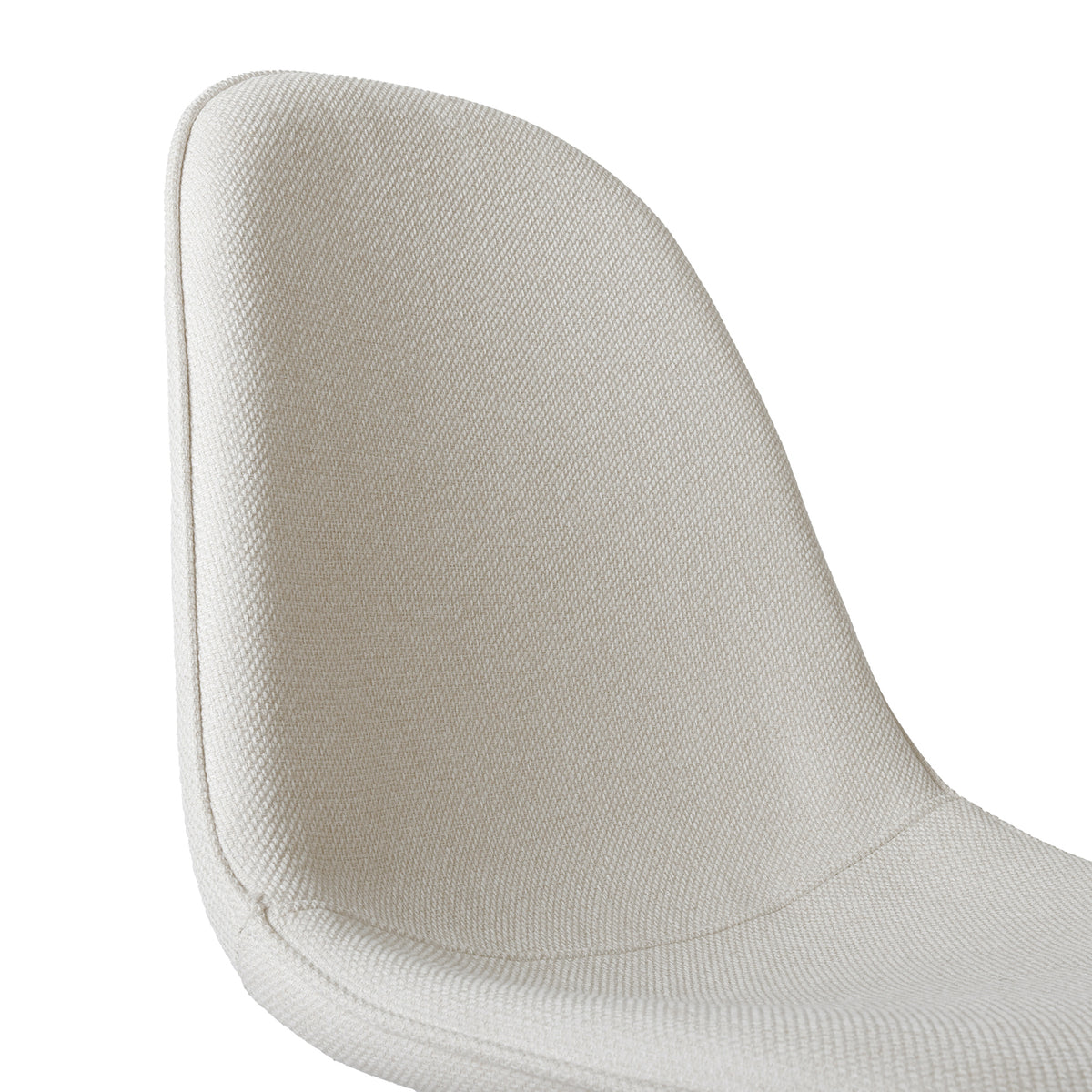 Charlton beige tweed dining chair showing curved shell back detail