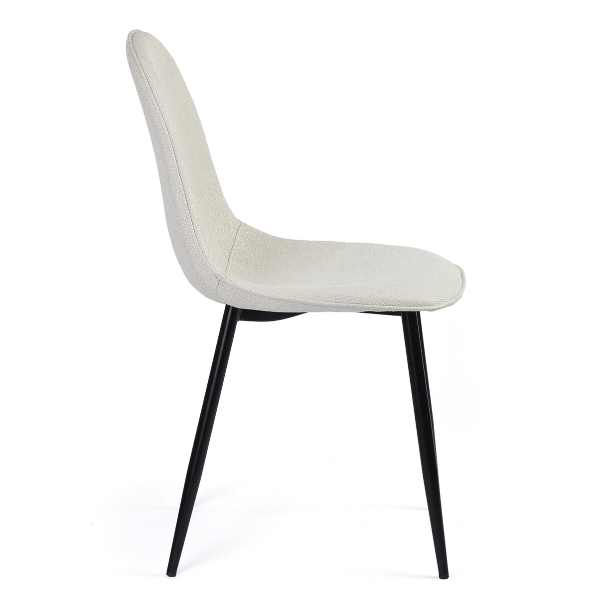 Charlton beige tweed dining chair side view on white background