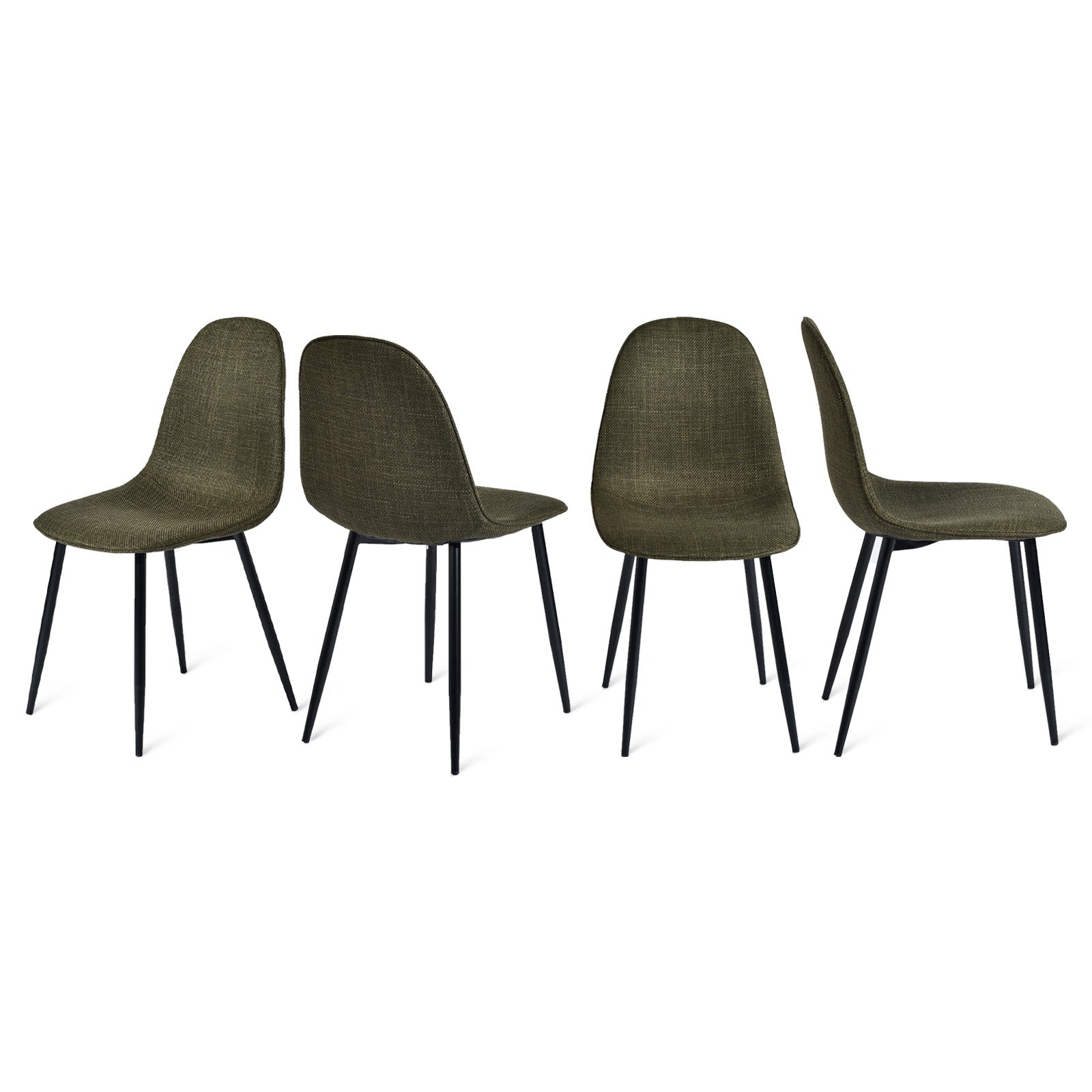 Charlton green tweed dining chair set of 4 on white background