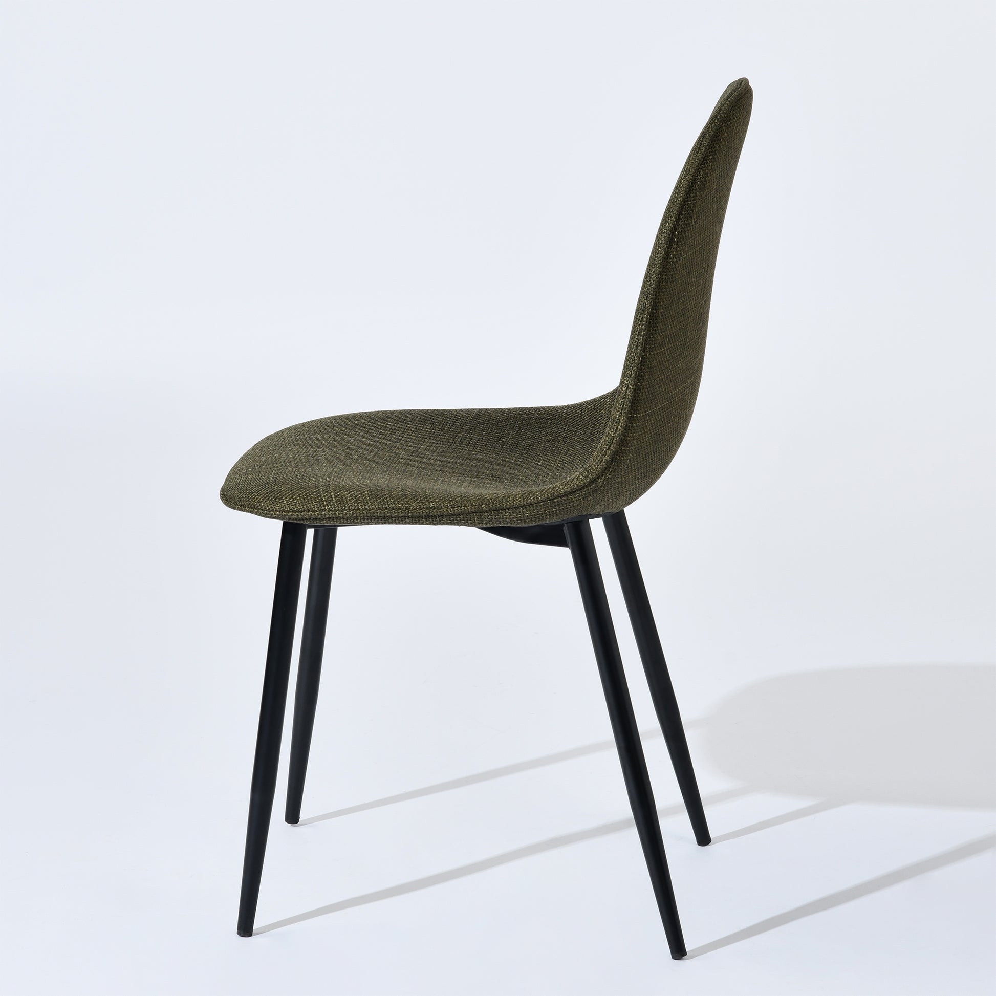 Charlton green tweed dining chair side view on white background