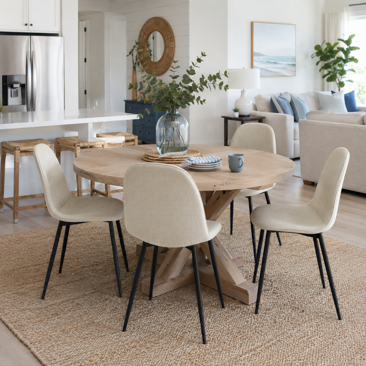 Charlton khaki tweed dining chair set in a warm home dining scene