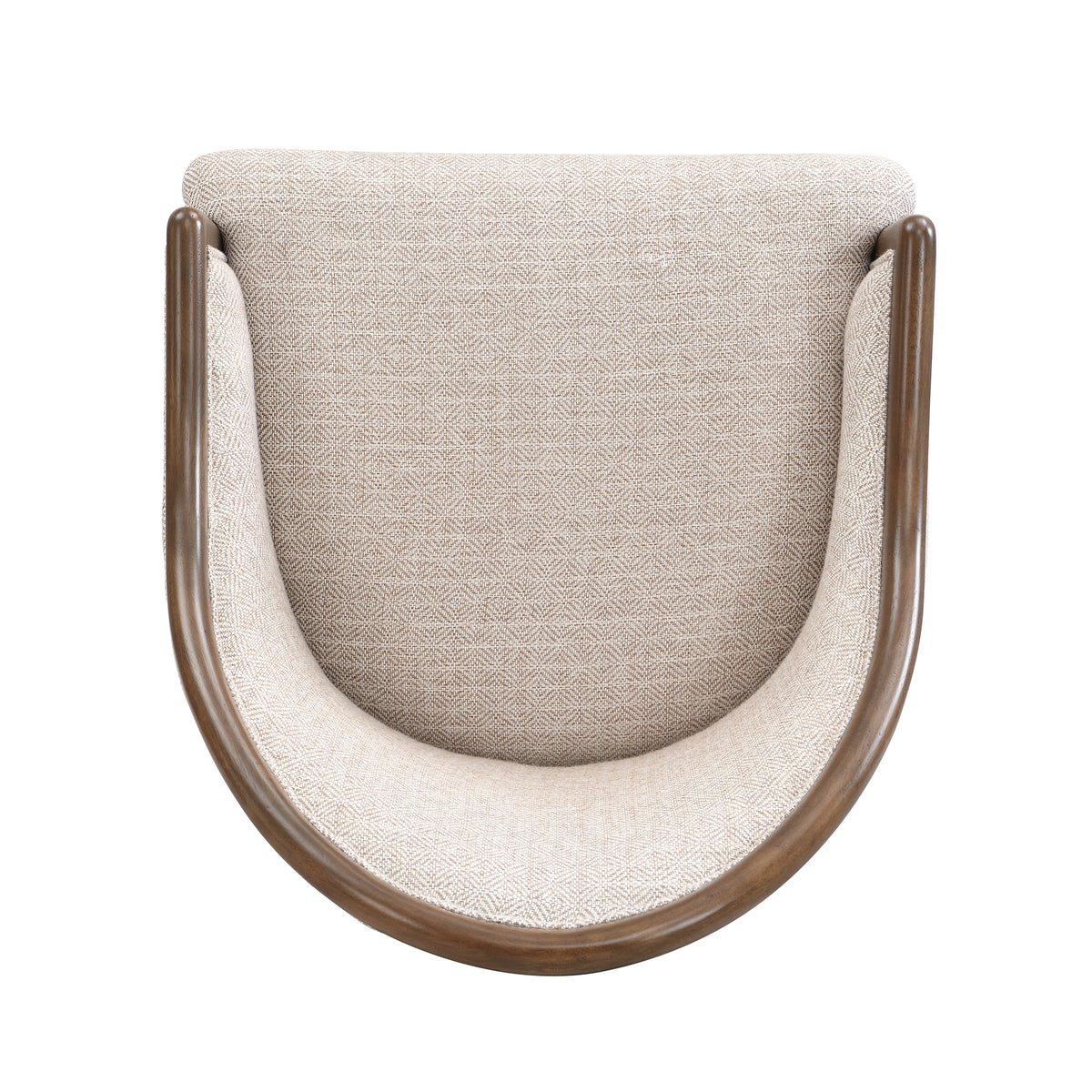 Chelan beige dining armchair close-up of the wraparound upholstered seat and inner backrest