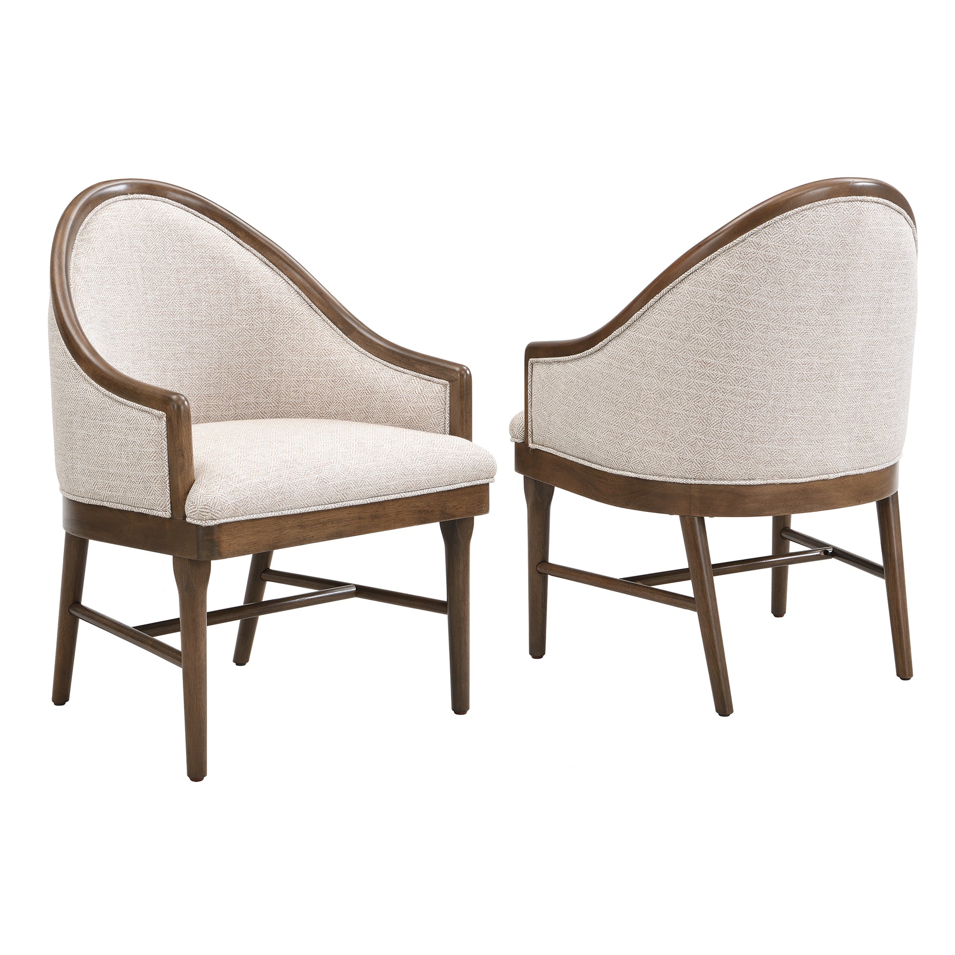 Chelan beige upholstered dining armchairs set of two on white background