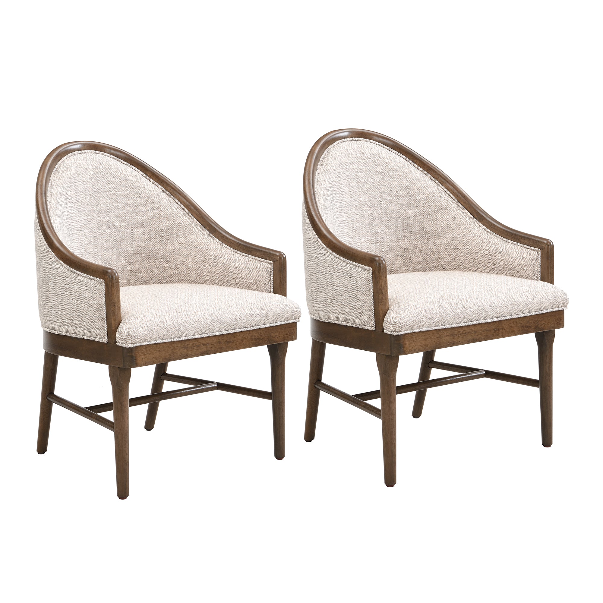 Chelan beige upholstered dining armchairs set of two on white background