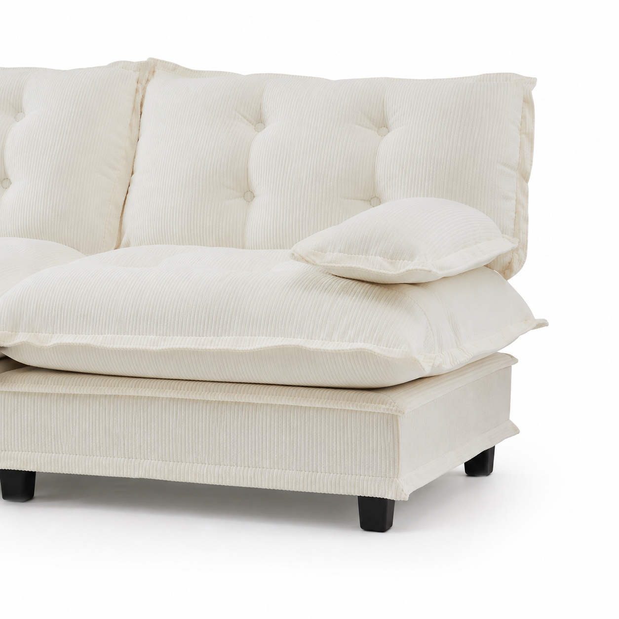 Chelsea 138" Tufted Chenille L-Shaped Modular Sectional Sofa with Ottoman