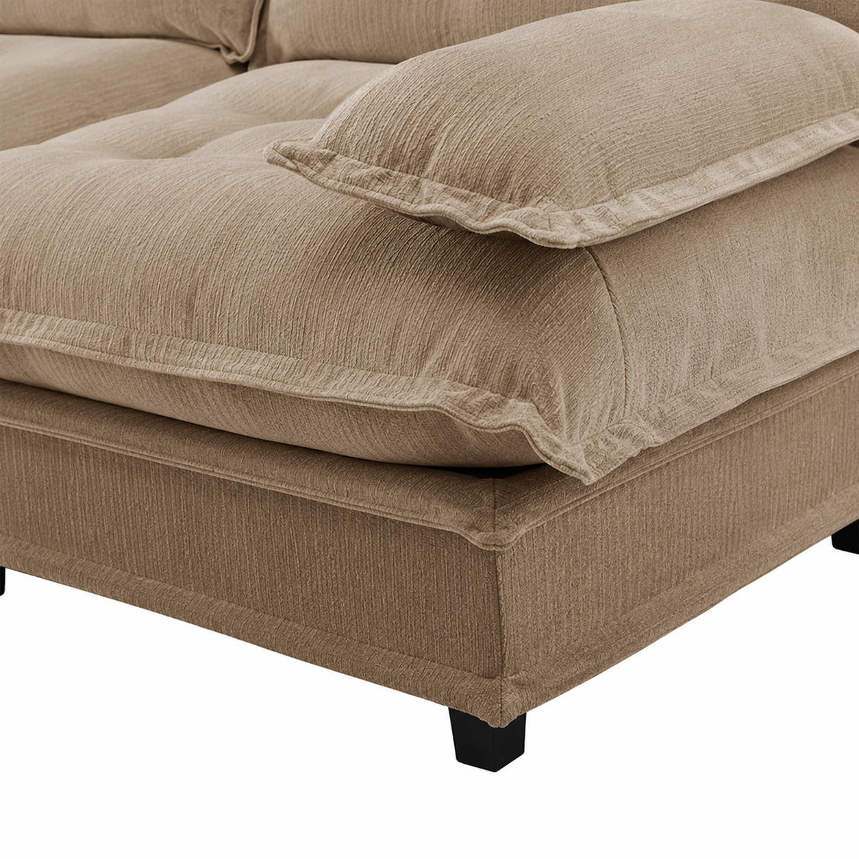 Chelsea 138" Tufted Chenille L-Shaped Modular Sectional Sofa with Ottoman