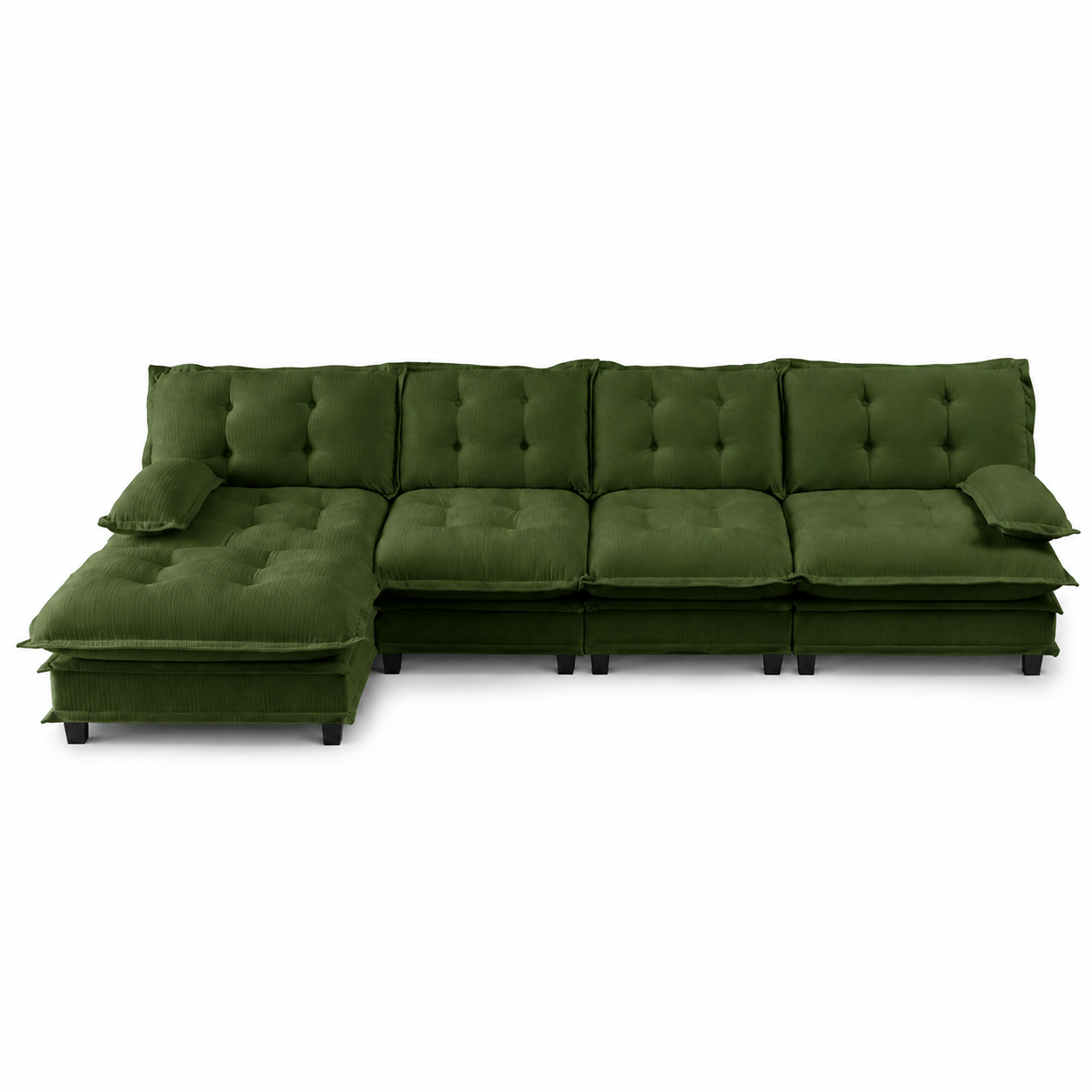 Chelsea 138" Tufted Chenille L-Shaped Modular Sectional Sofa with Ottoman