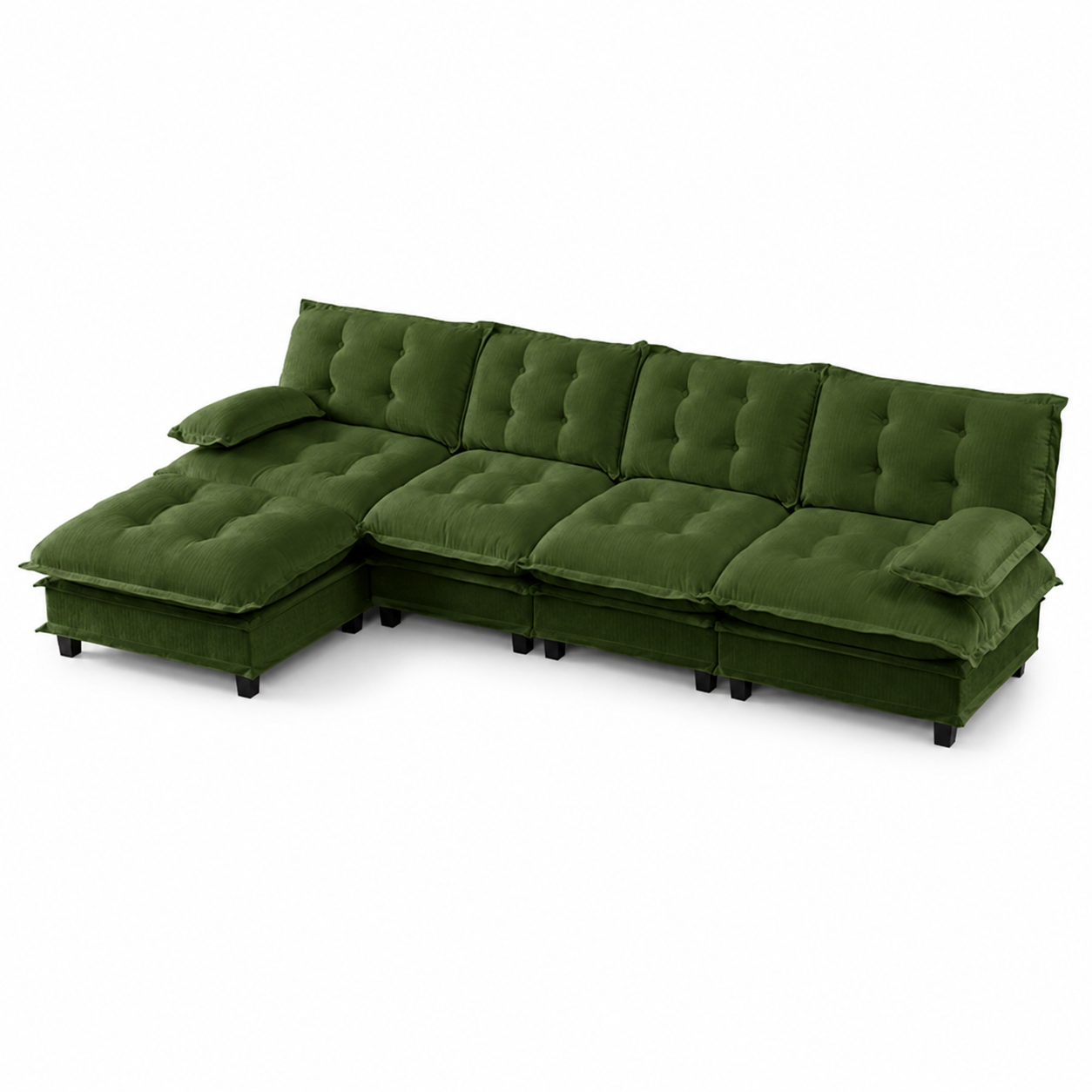 Chelsea 138" Tufted Chenille L-Shaped Modular Sectional Sofa with Ottoman