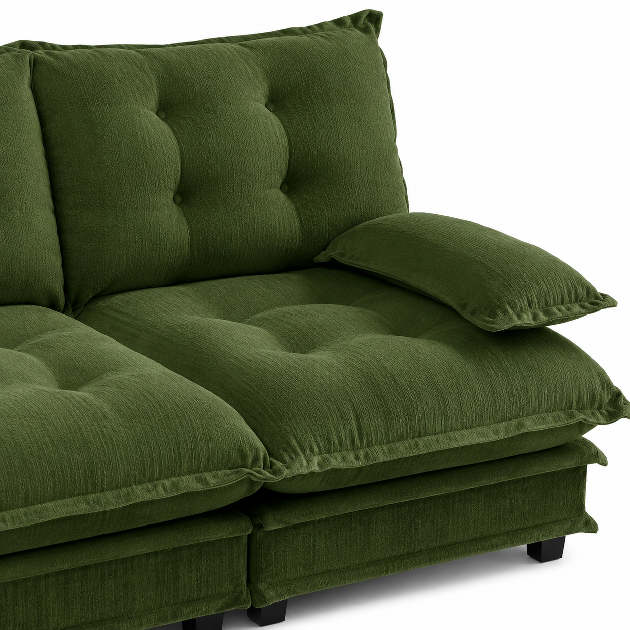 Chelsea 138" Tufted Chenille L-Shaped Modular Sectional Sofa with Ottoman