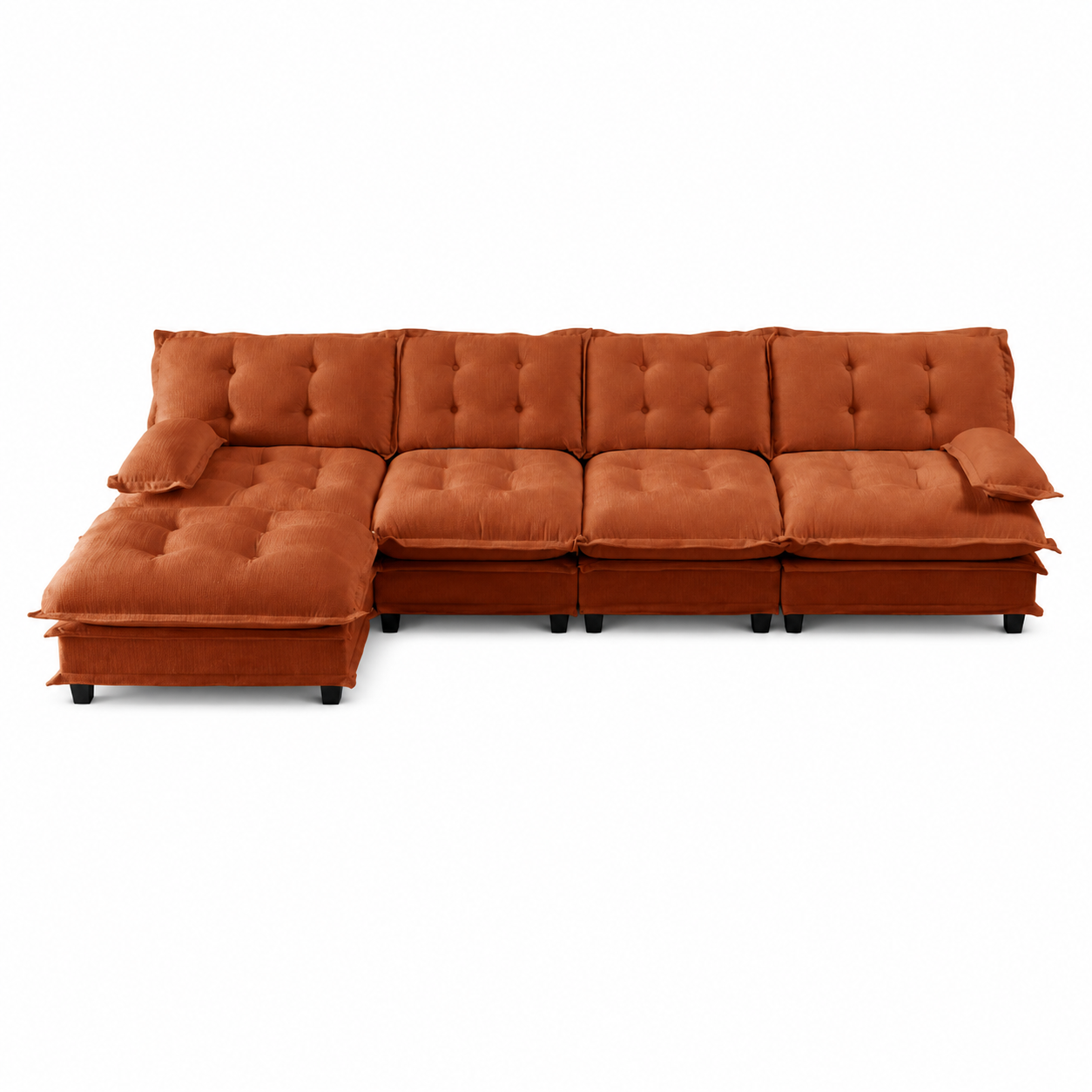 Chelsea 138" Tufted Chenille L-Shaped Modular Sectional Sofa with Ottoman