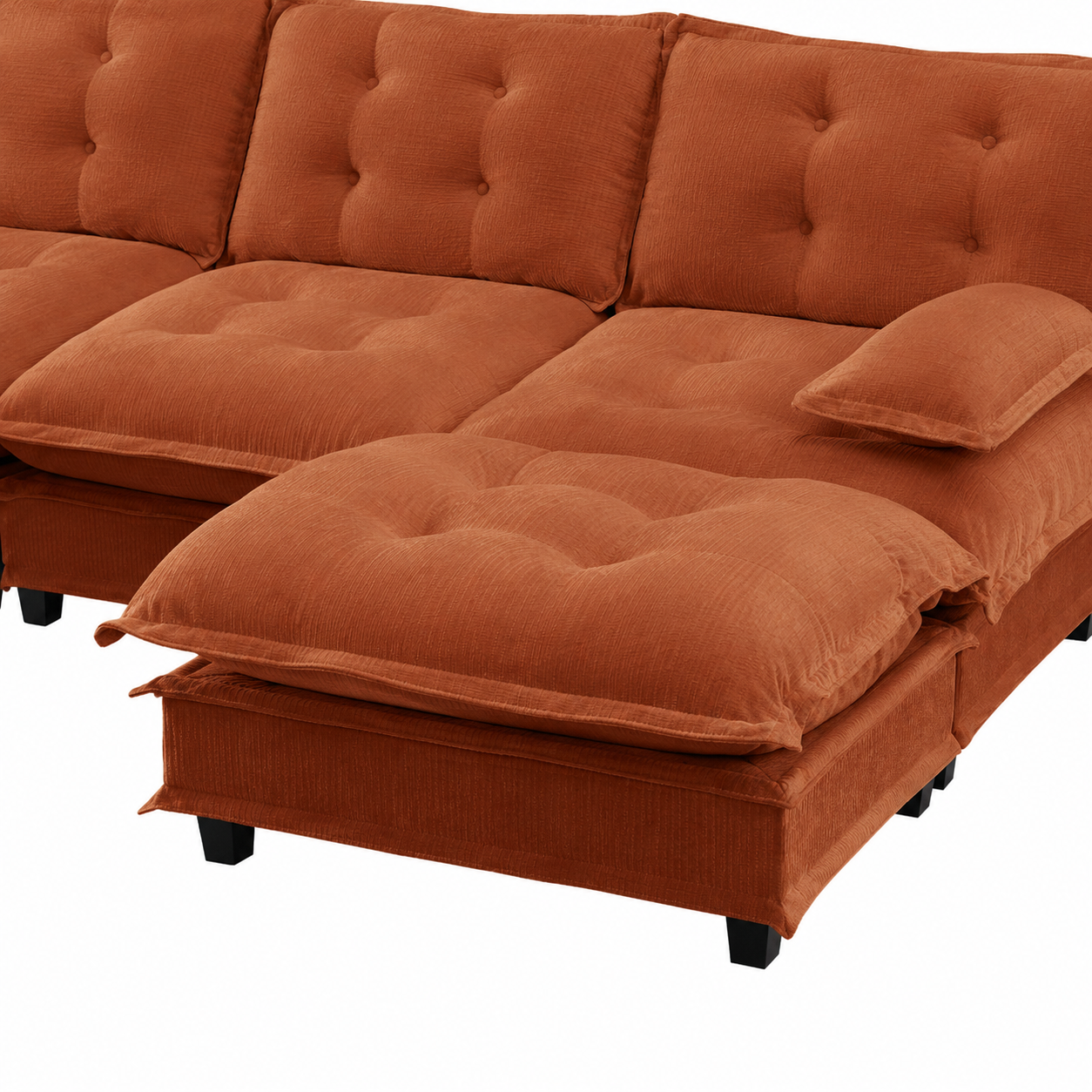 Chelsea 138" Tufted Chenille L-Shaped Modular Sectional Sofa with Ottoman