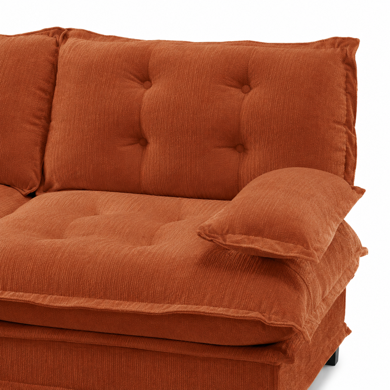 Chelsea 138" Tufted Chenille L-Shaped Modular Sectional Sofa with Ottoman