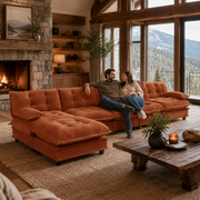 Chelsea 138" Tufted Chenille L-Shaped Modular Sectional Sofa with Ottoman