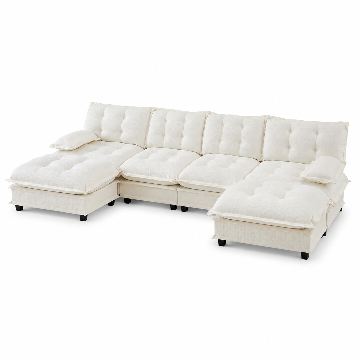 Chelsea 138" Tufted Chenille U-Shaped Modular Sectional Sofa with 2 Ottomans