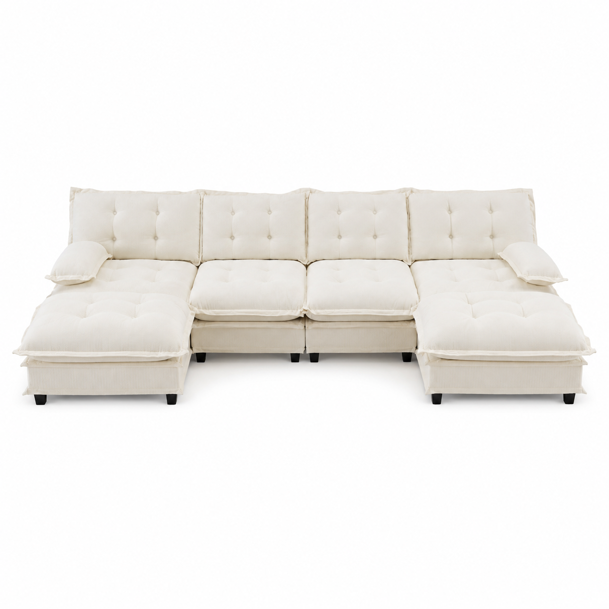 Chelsea 138" Tufted Chenille U-Shaped Modular Sectional Sofa with 2 Ottomans