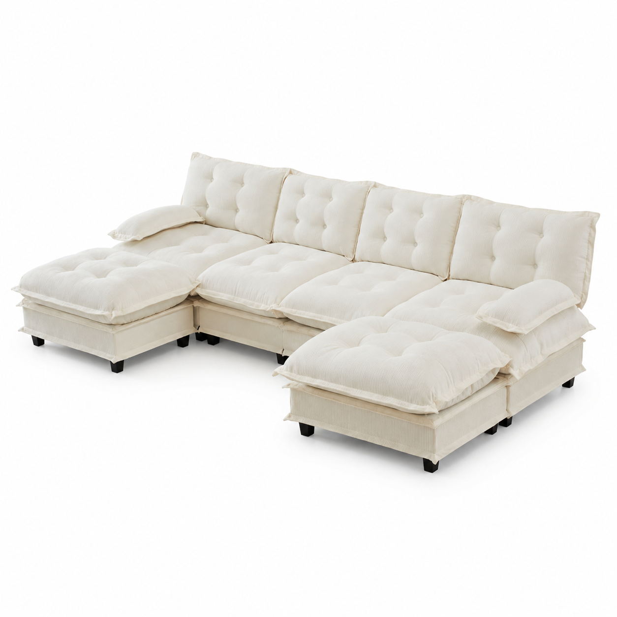 Chelsea 138" Tufted Chenille U-Shaped Modular Sectional Sofa with 2 Ottomans